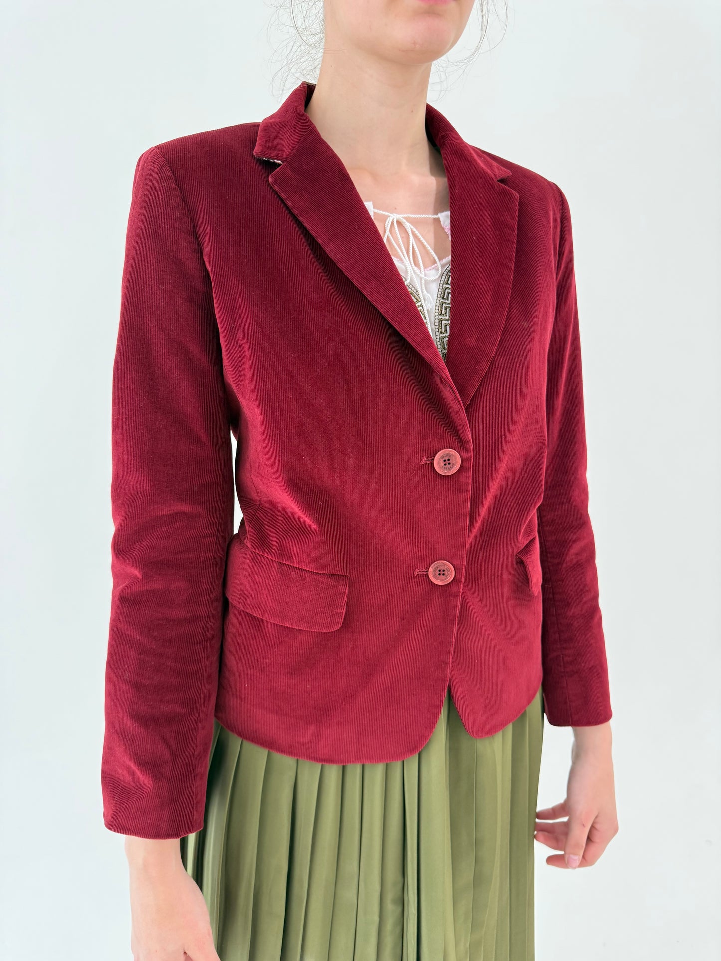 Sacou Max Mara dark cherry red din bumbac ultra confort