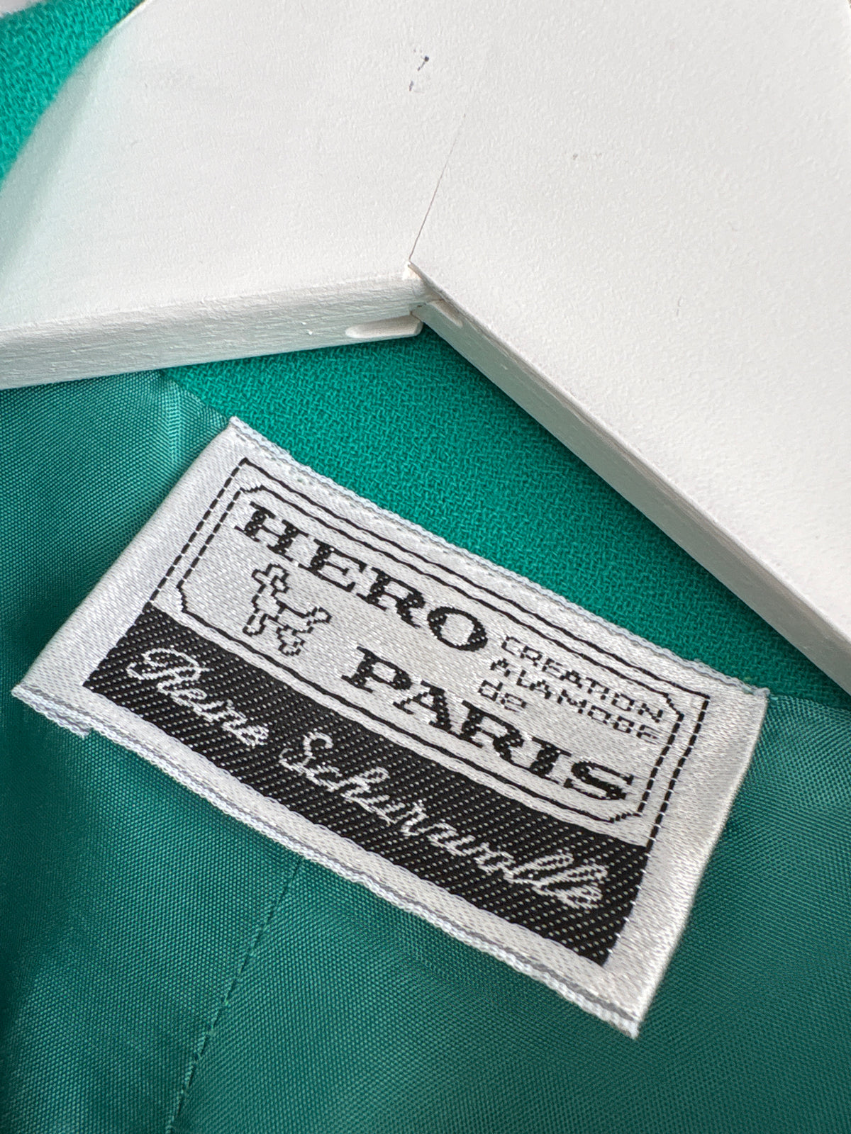 Sacou vintage emerald green excepțional din lana extrafina twill