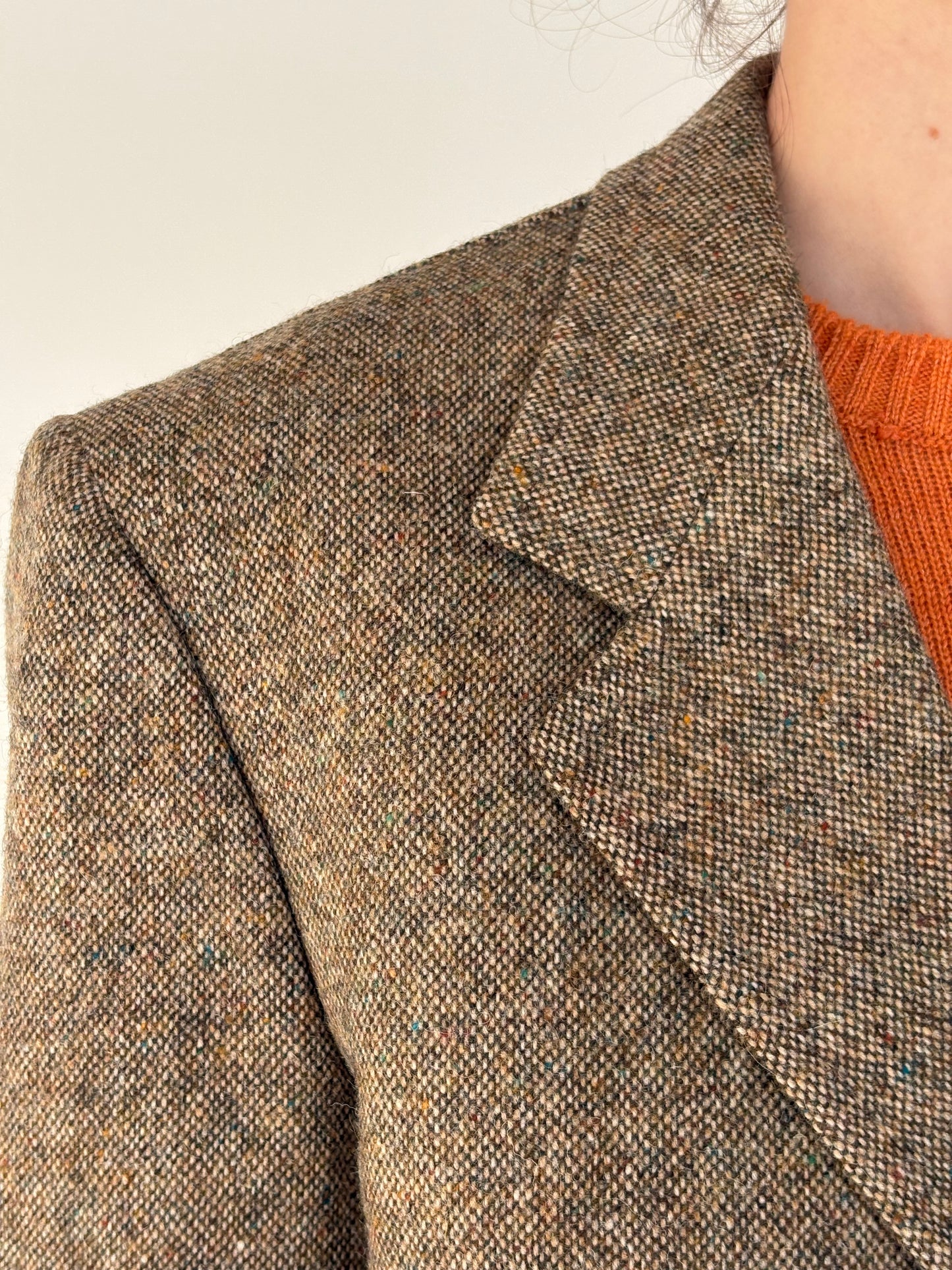 Sacou old vintage anii 70 camel couture italian din tweed Donegal