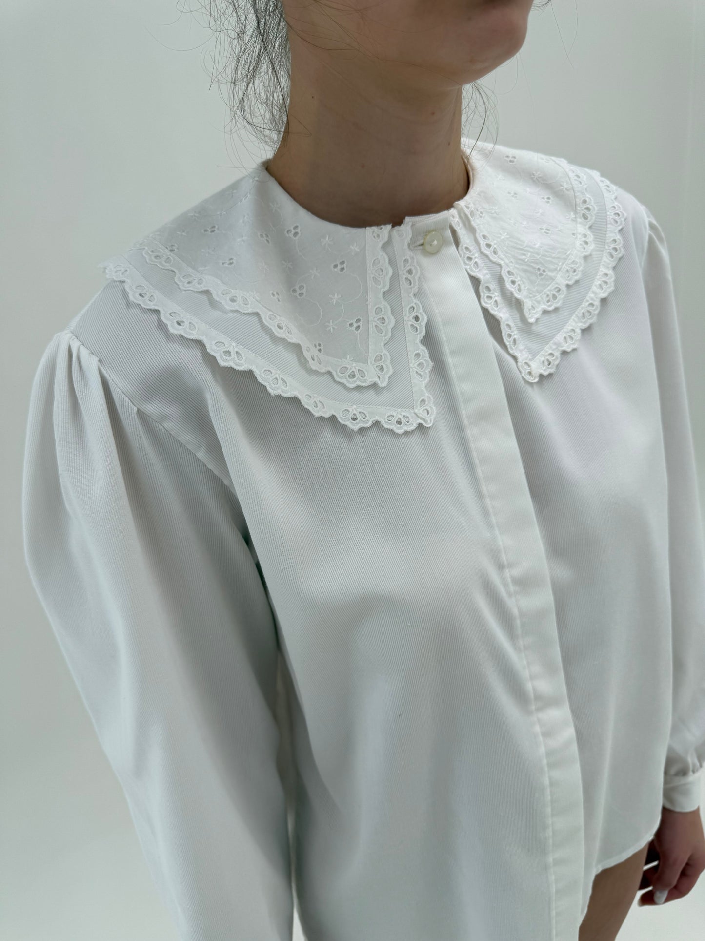 Cămașa vintage din poplin luxury cu guler dublu supradimensionat