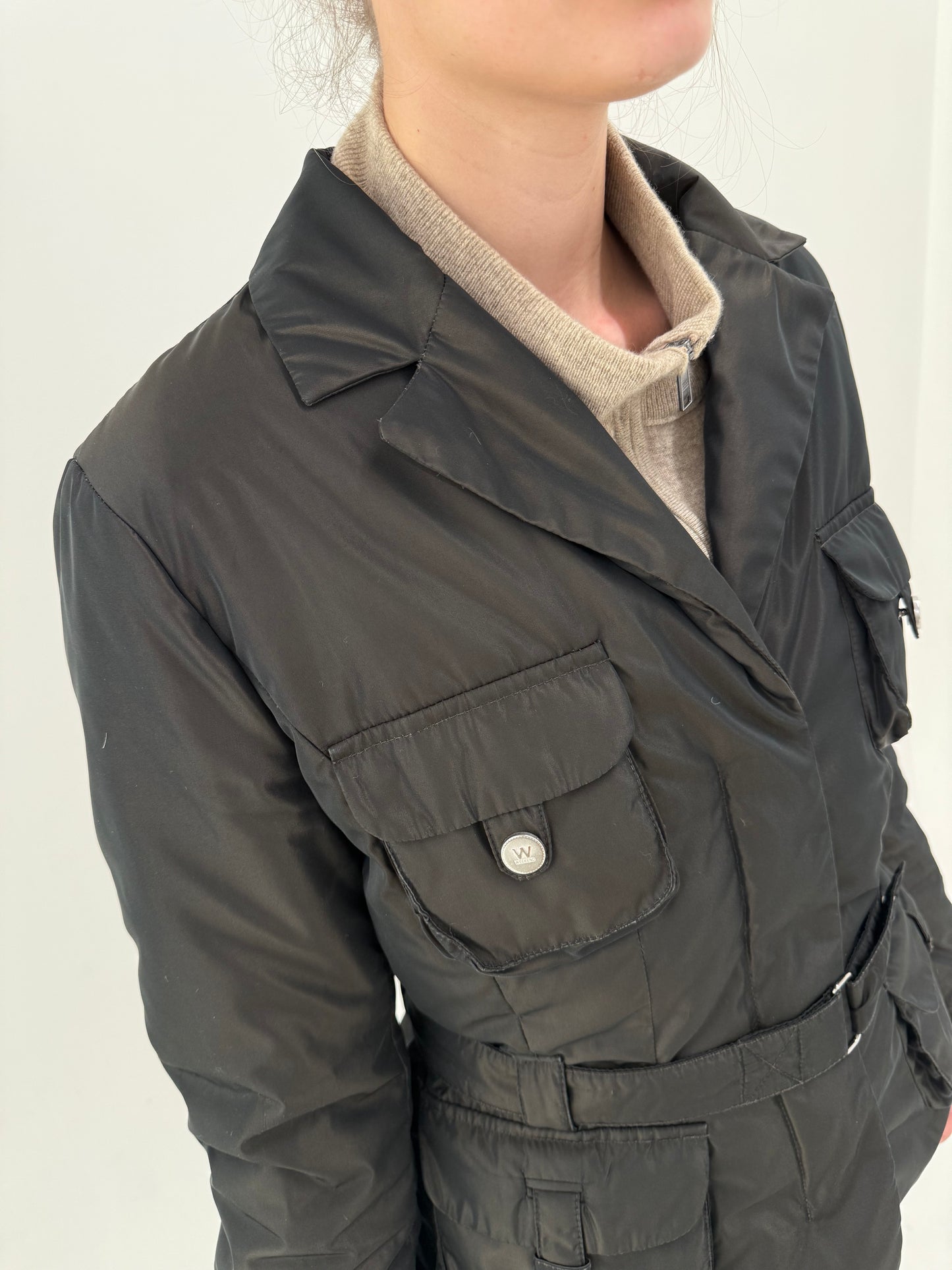 Geacă subțire Max Mara cu talie marcată reglabilă din material impermeabil