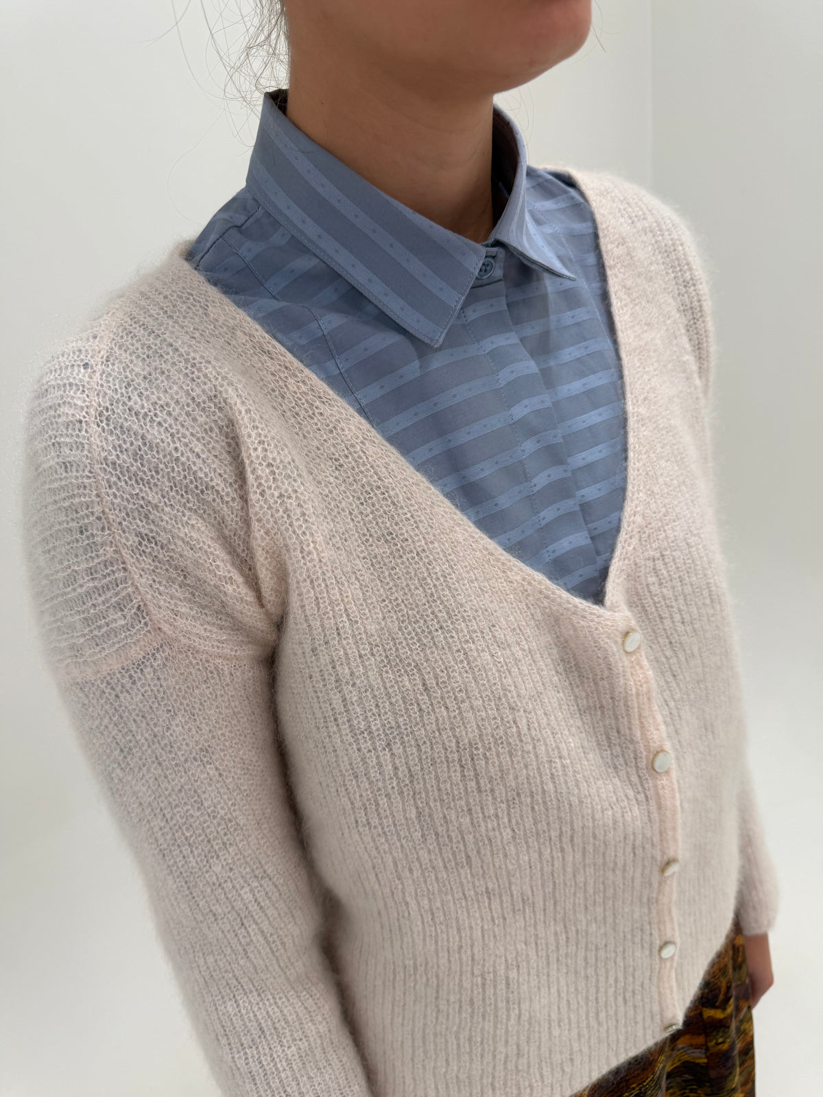 Cardigan din baby alpaka cu supermod mohair powder Pink