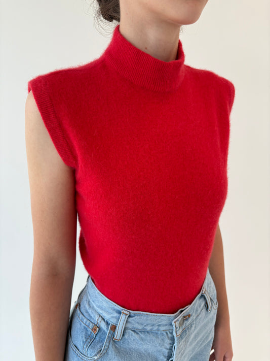 Maleta cherry red din lana extrafina de gramaj mare