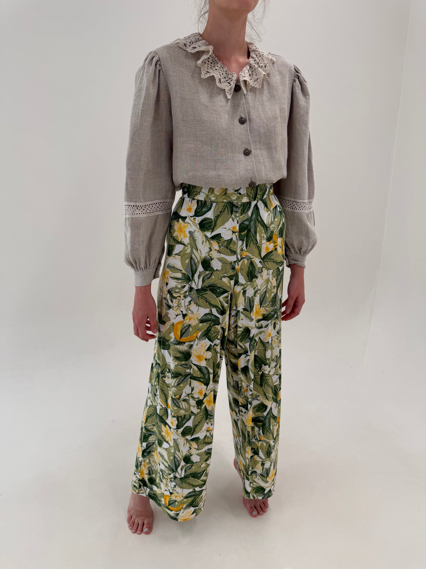 Pantaloni palazzo cu talie ultra înaltă elastică ultra confort