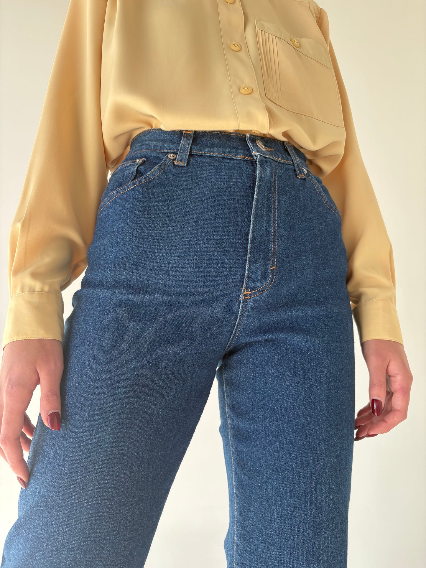 Jeans vintage dark wash ultra confort modelatori cu talie înaltă