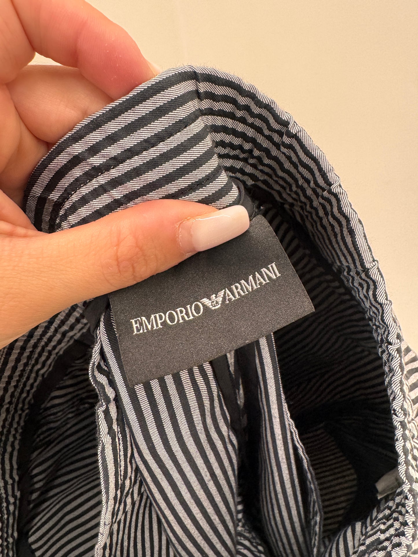 Pantaloni ultra confort Armani din bumbac premium în dungi casual