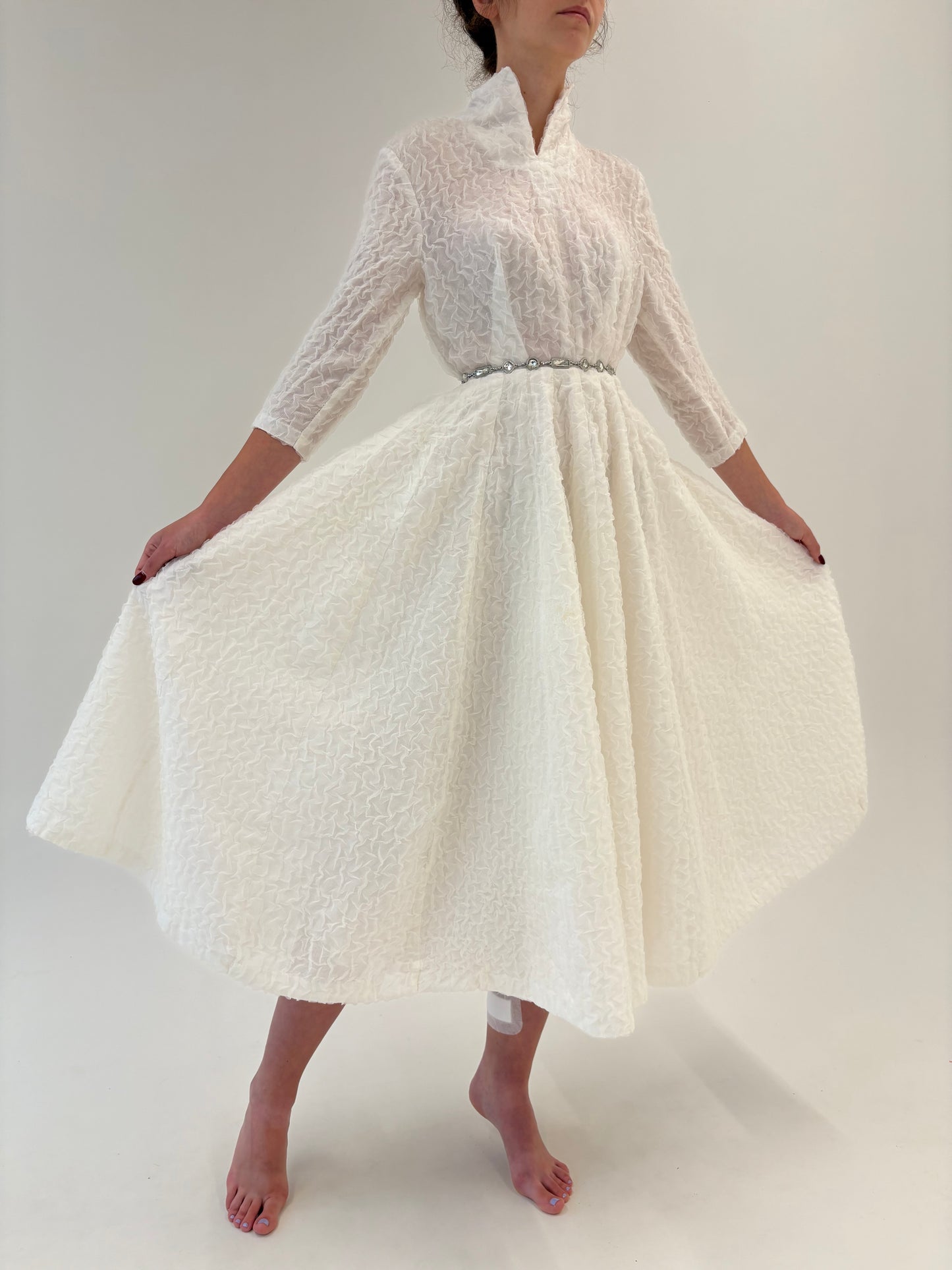 Rochie old vintage de ceremonie de colecție în croi de ani 50