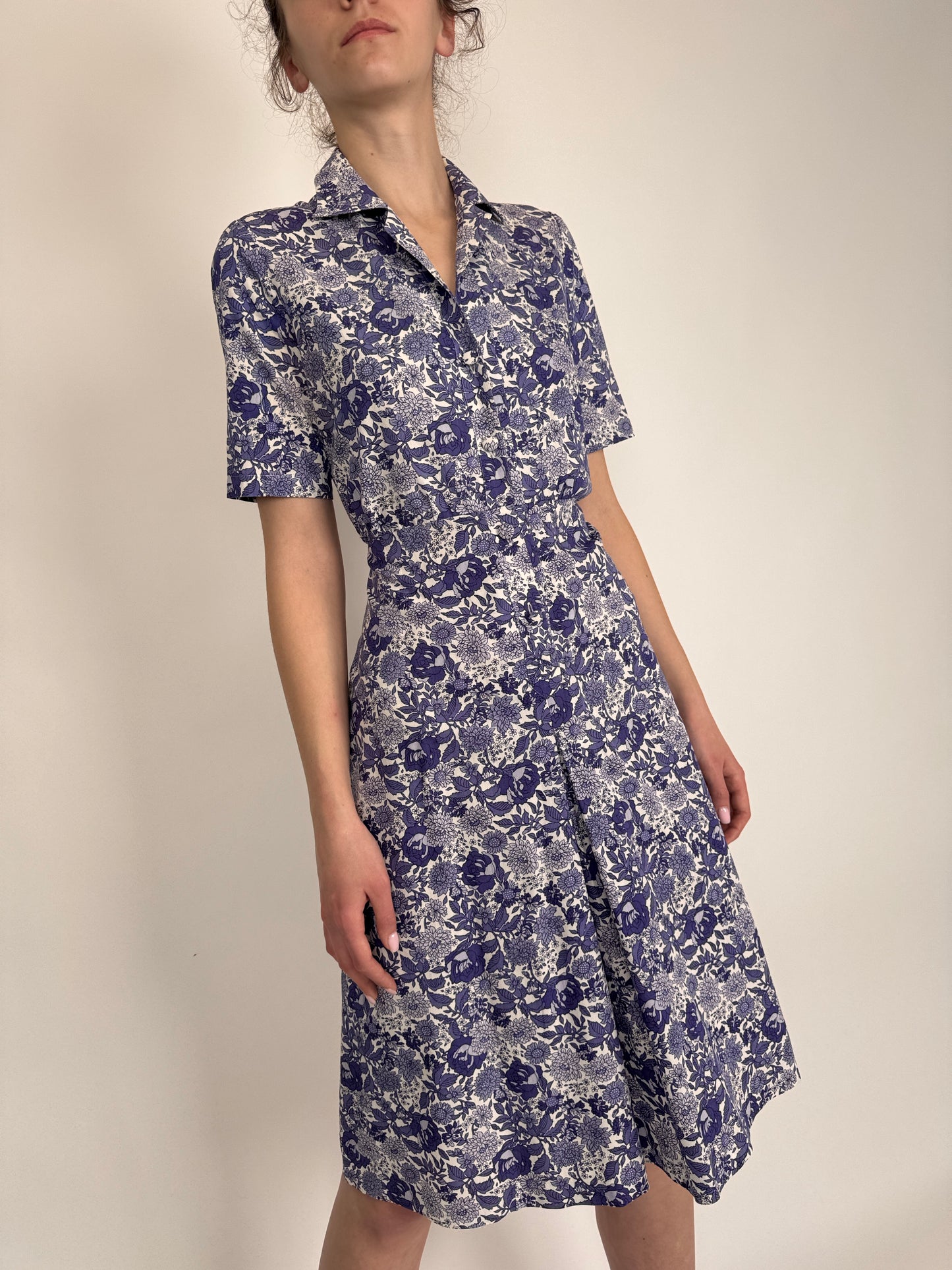 Rochie vintage italiană  cu print superb din pânză extrafina