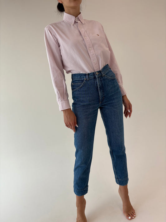 Jeans vintage super premium structurat cu talie ultra înaltă classic wash