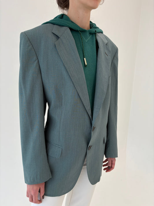 Sacou italian mint green din lana extrafina in croi actual