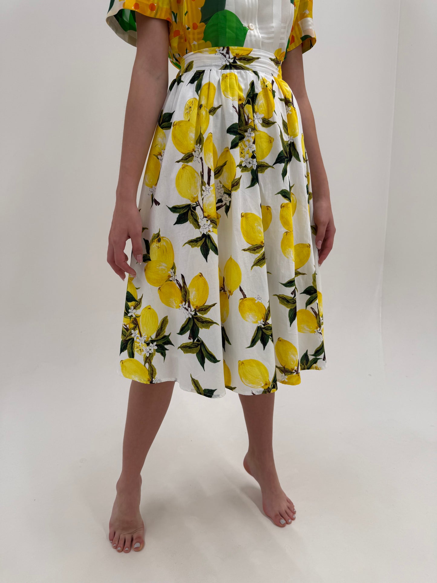 Fustă din poplin de bumbac cu print în stil Dolce&Gabbana în croi ultra amplu