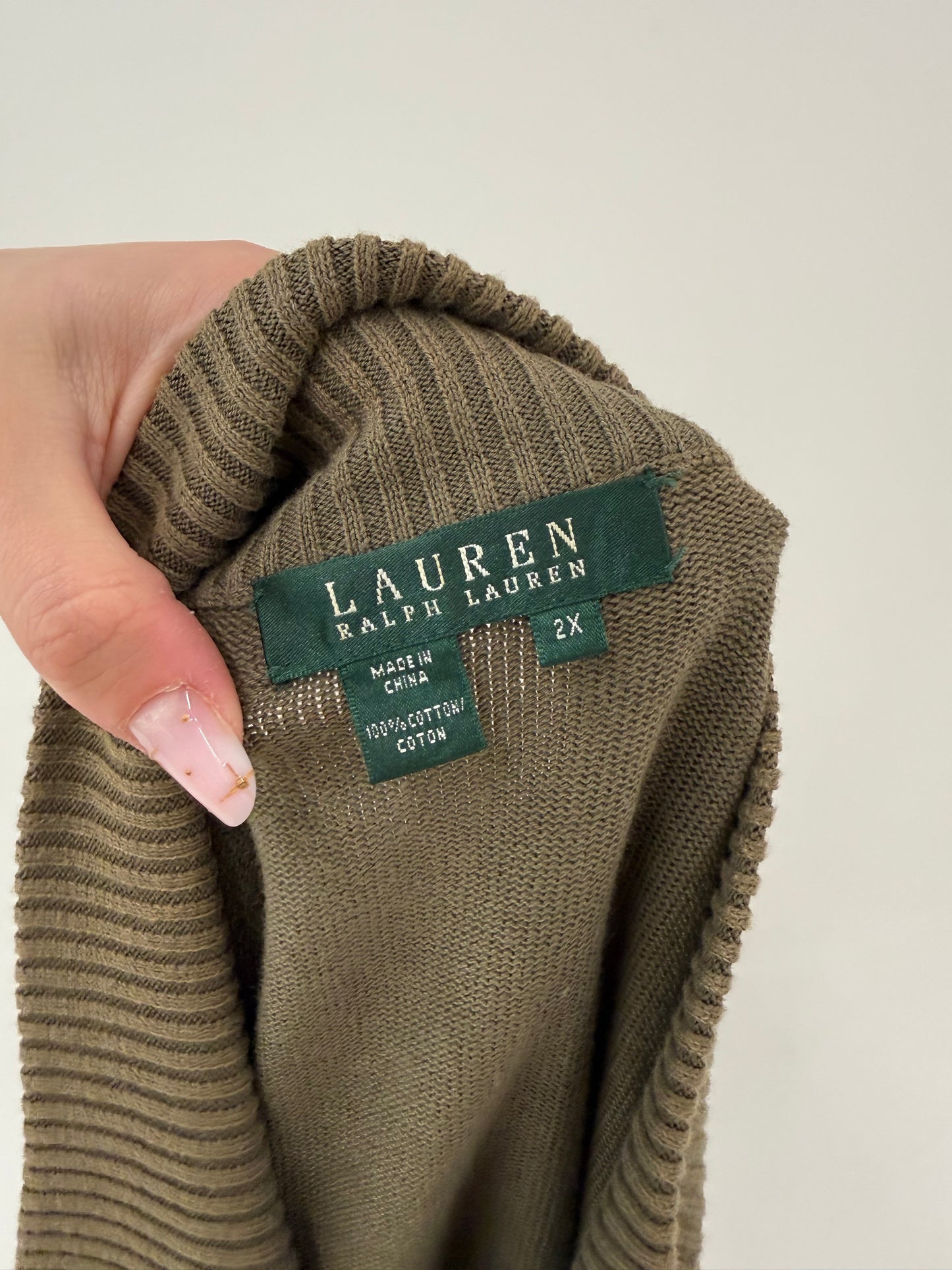 Top kaki Ralph Lauren cu influențe soft army din bumbac
