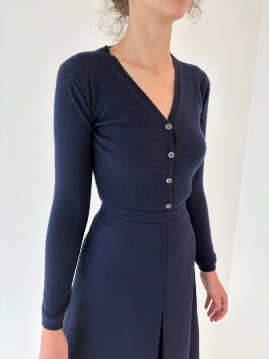 Cardigan Navy italian din cașmir Navy blue