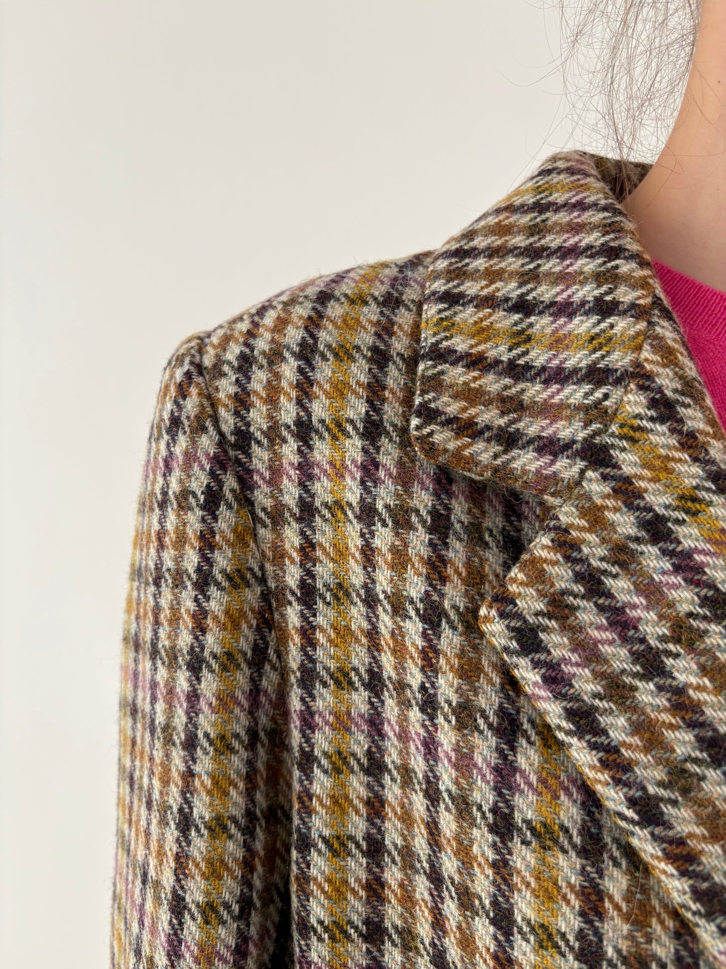 Sacou în carouri din lan extrafina și culori superbe pe warm gray