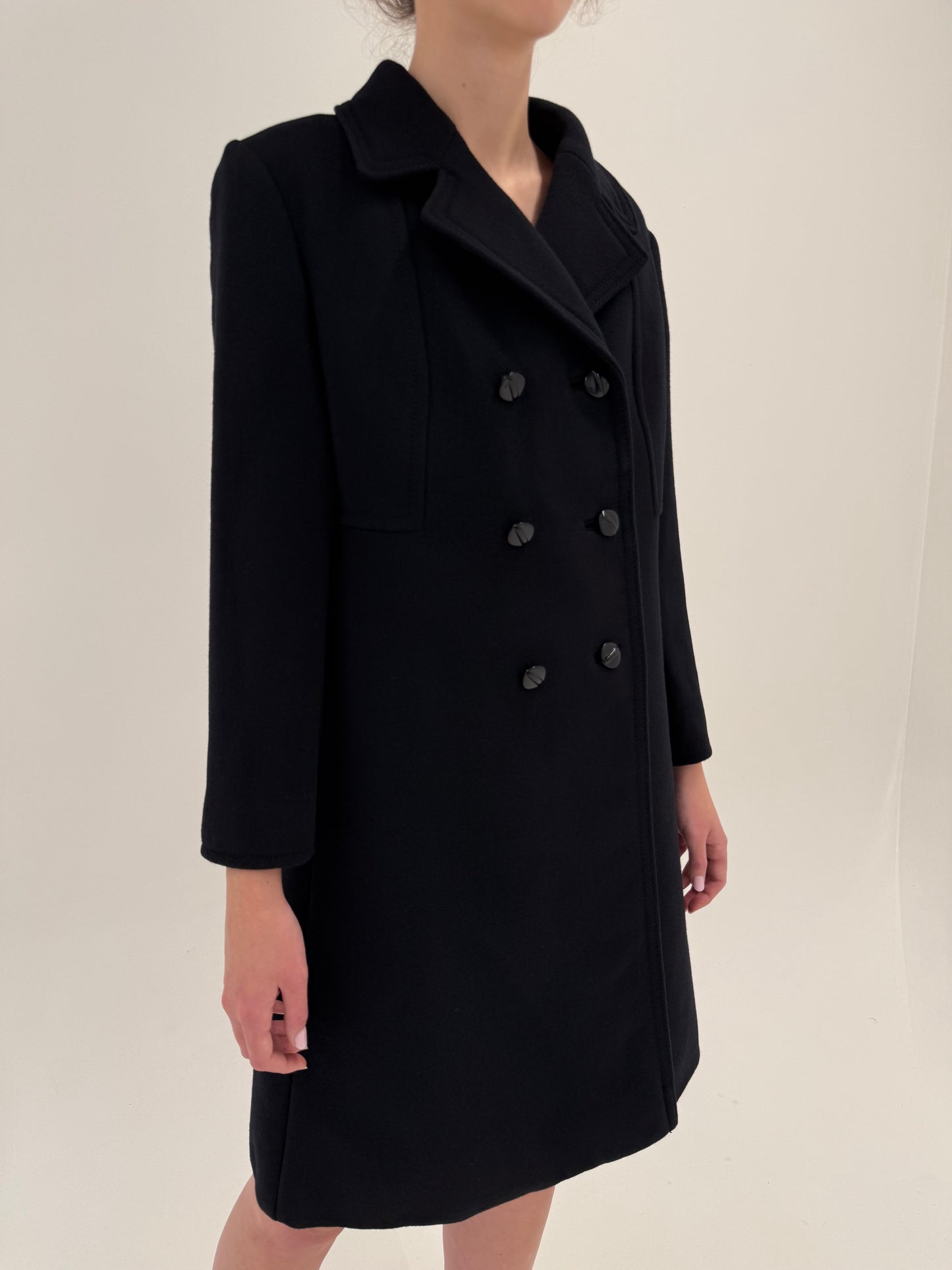 Palton old vintage de colecție anii 50 din melton fin de lana negru