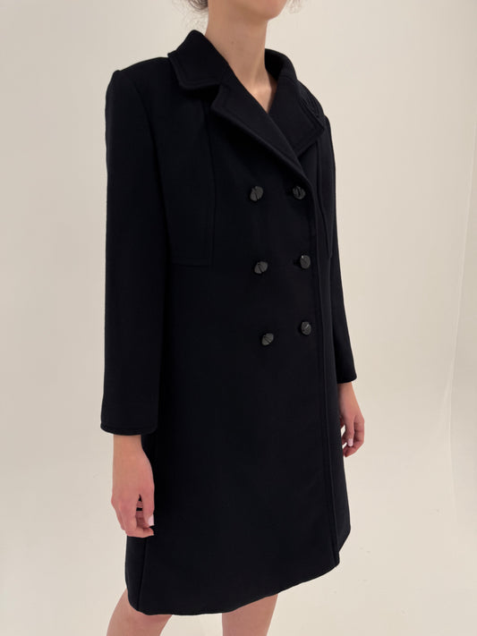 Palton old vintage de colecție anii 50 din melton fin de lana negru