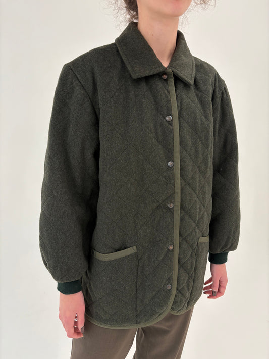 Jacheta italiană forest green din lana în stilul britanic countryside