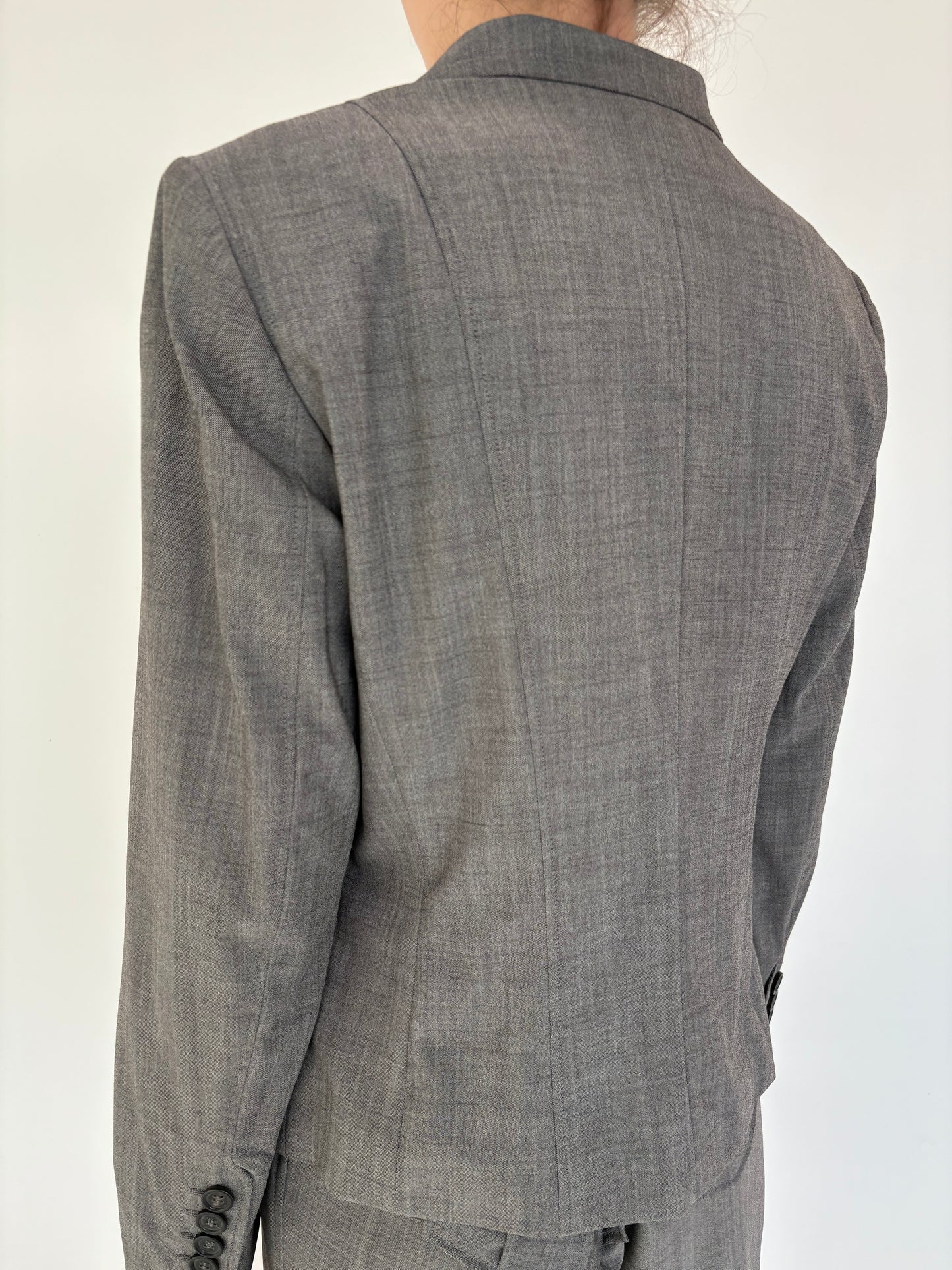 Costum luxury René Lezard cu pantaloni palazzo din stofă high end super 140’s