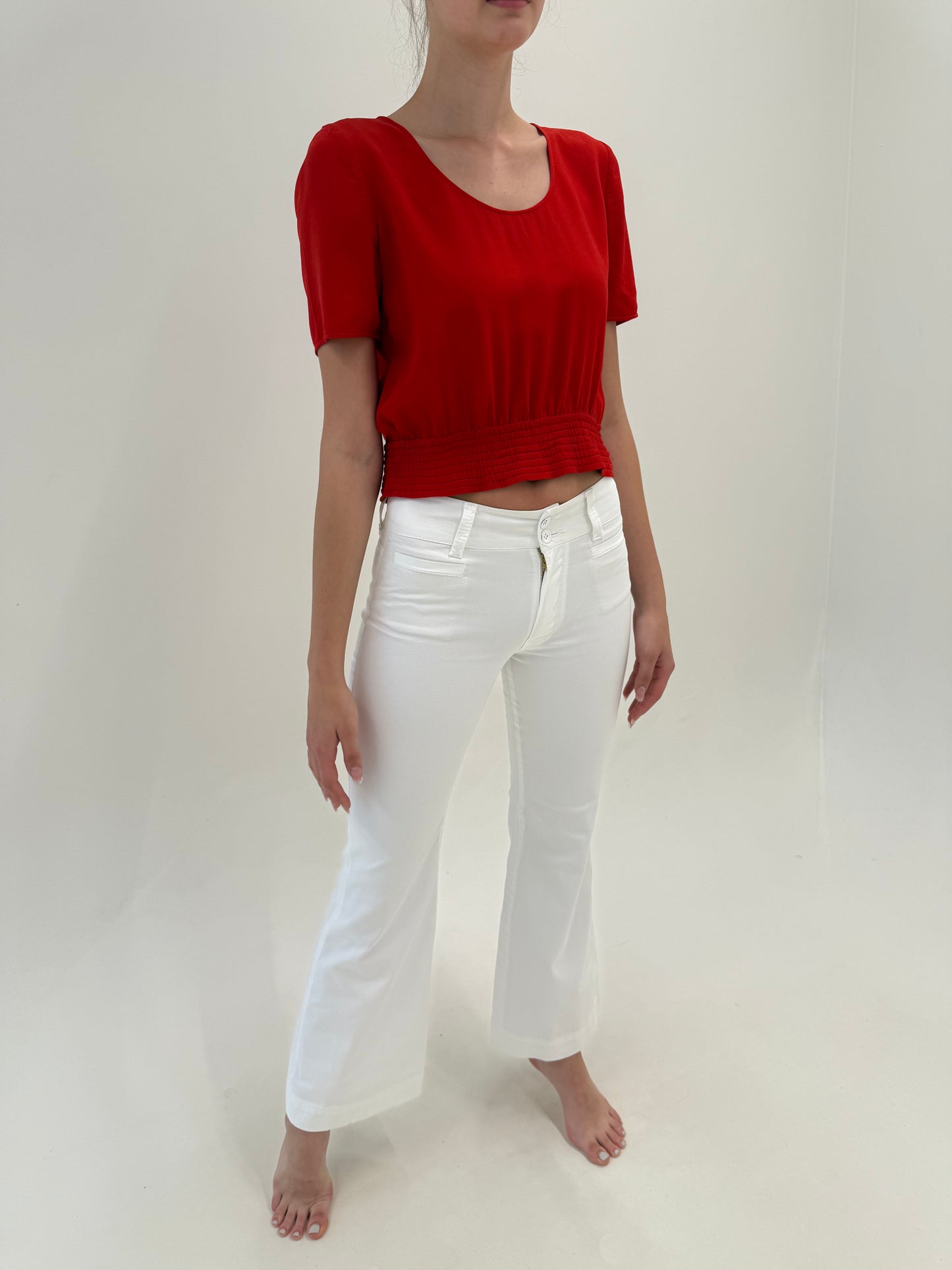 Pantaloni evazați din bumbac modelator de brand premium