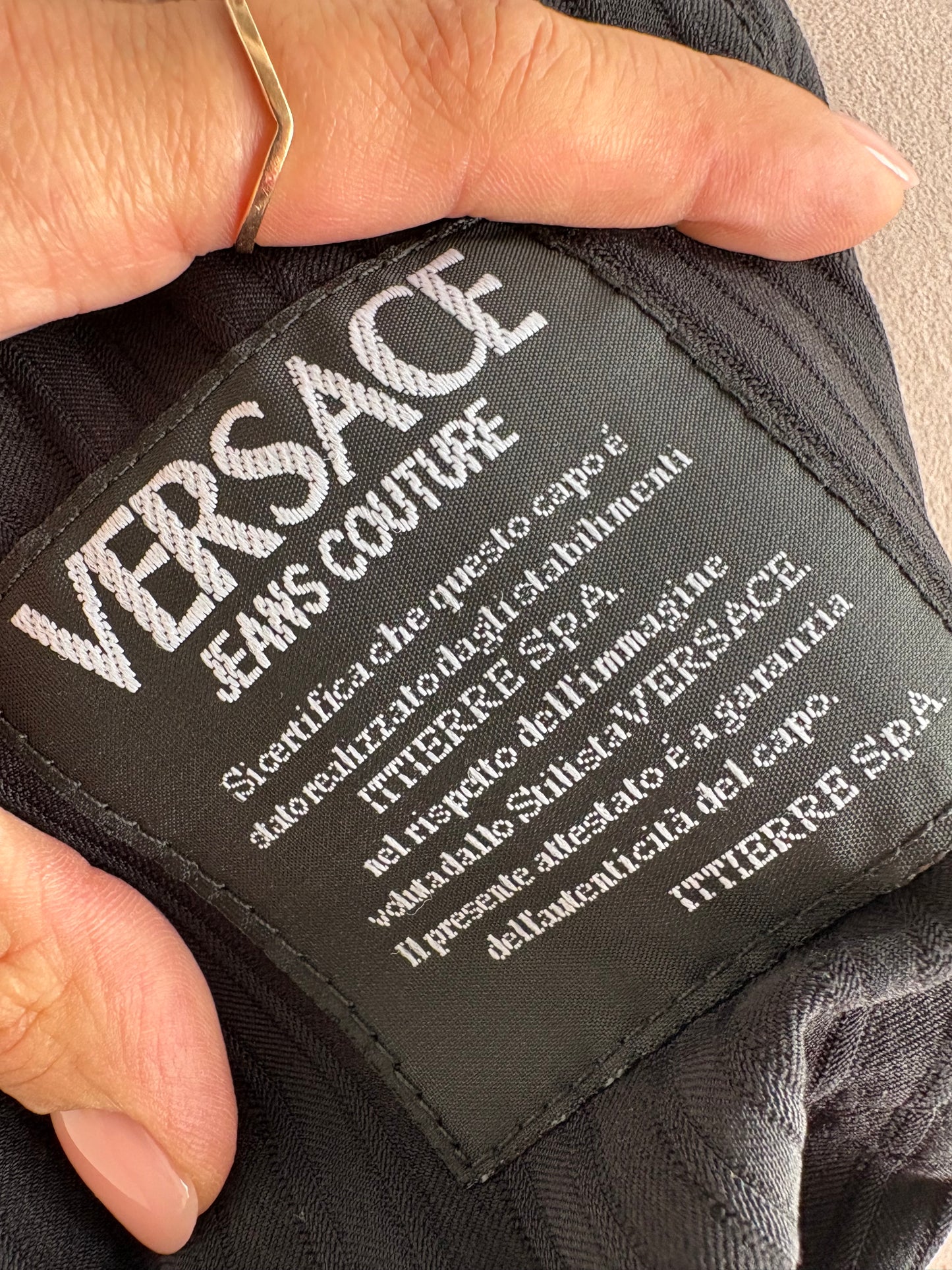 Pantaloni negri vintage Versace modelatori cu talie ultra înaltă