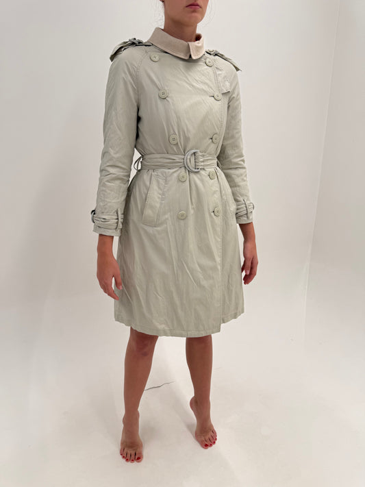 Trench Armani impermeabil cu liner de lana detașabil light nude