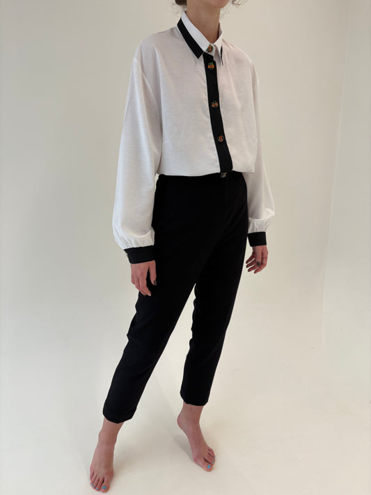 Pantaloni negri italienești petite din lana extrafina confort de la zi la seară