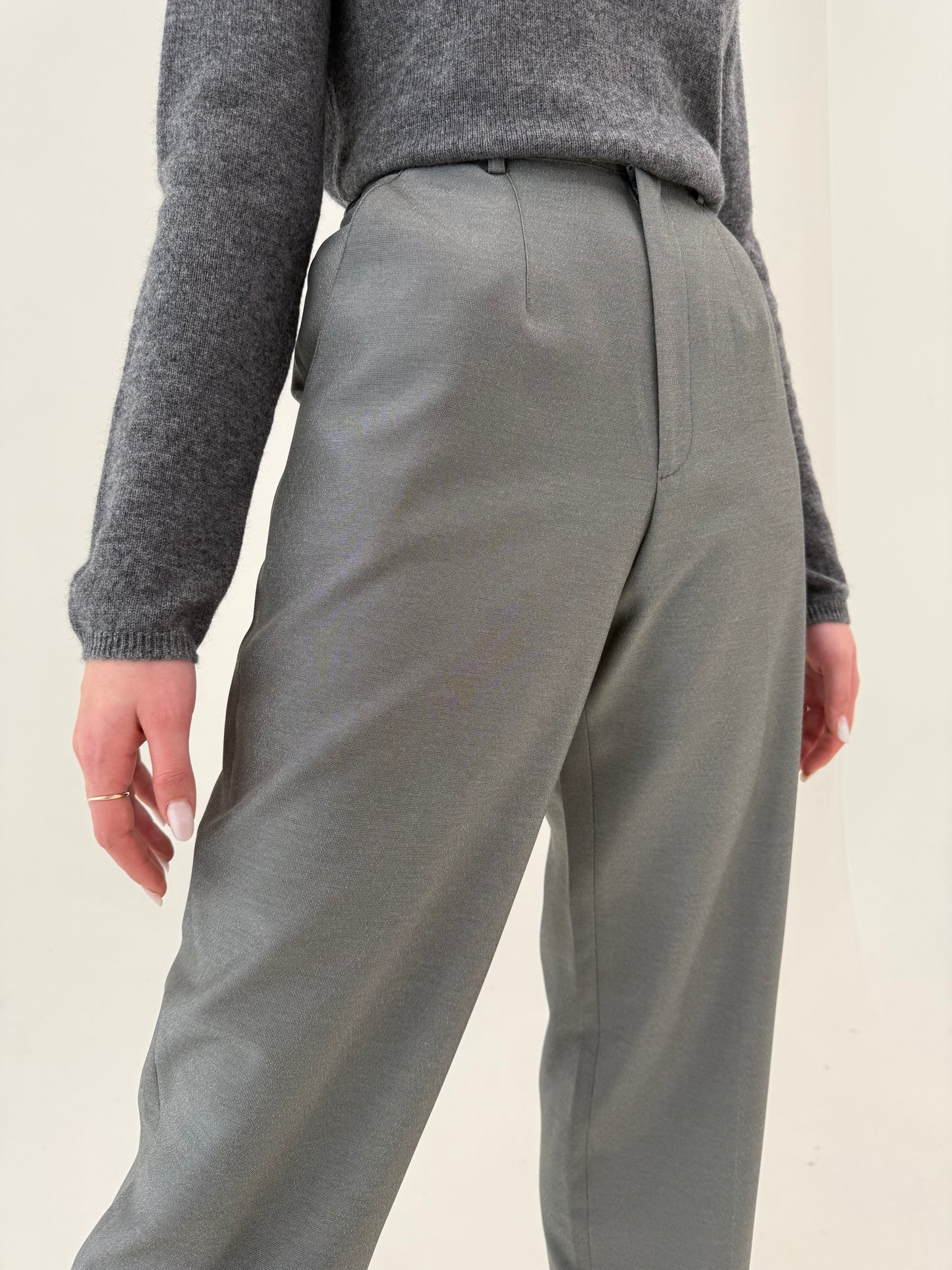 Pantaloni tall cu talie ultra înaltă elastică de la zi la seară din stofita ușor lucioasă