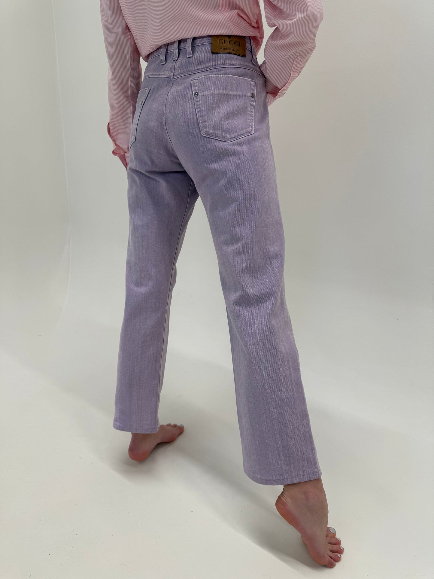 Jeans Gucci lavender de vară in croi clasic