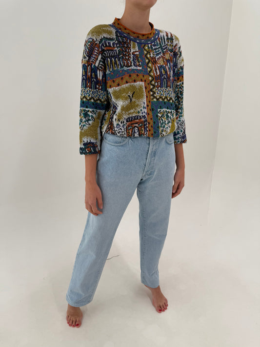Jeans vintage Versace tall din bumbac gros light wash straight leg