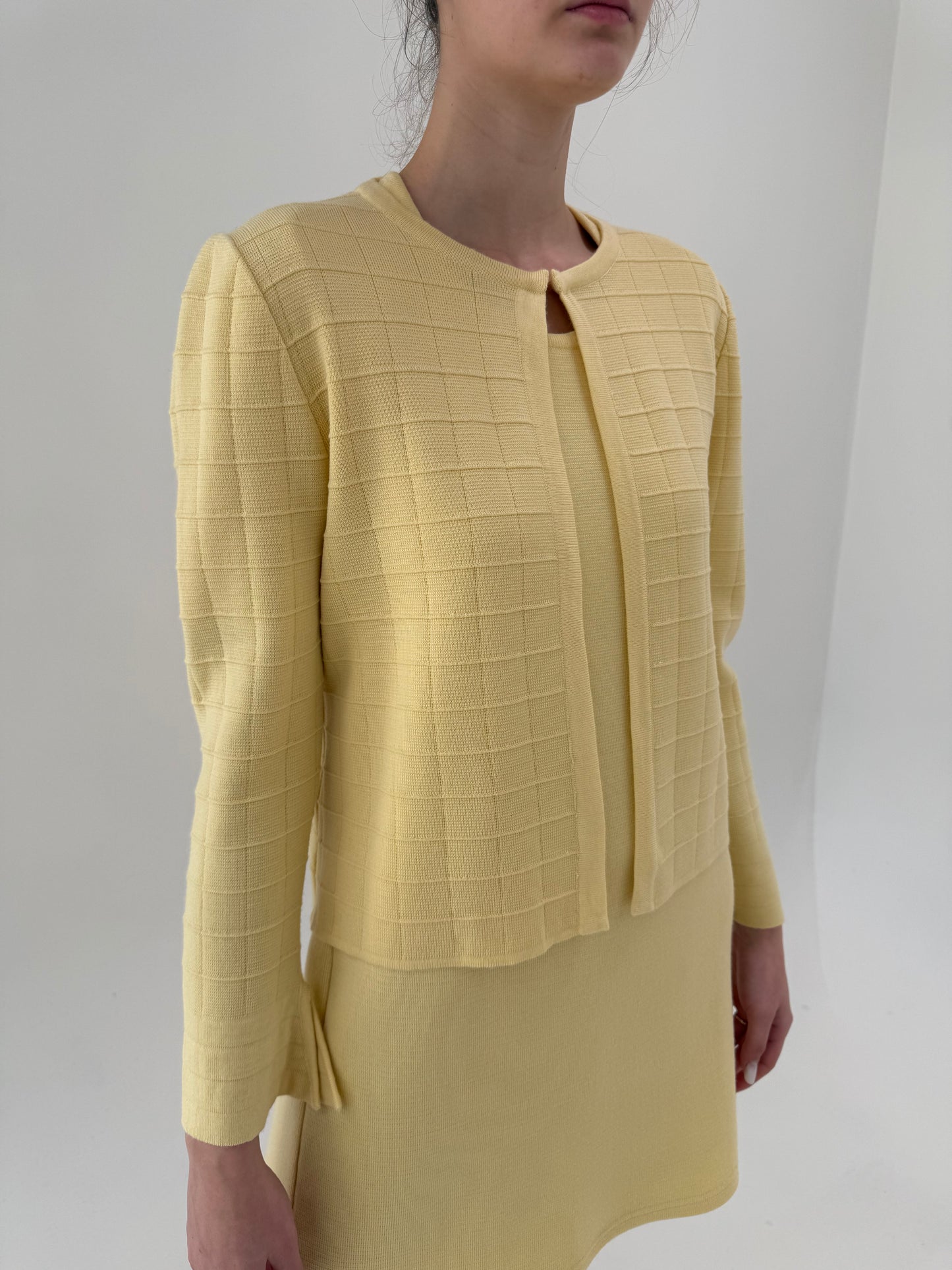 Set butter yellow din primăvară din jerse subțire de lana merino și extrafina