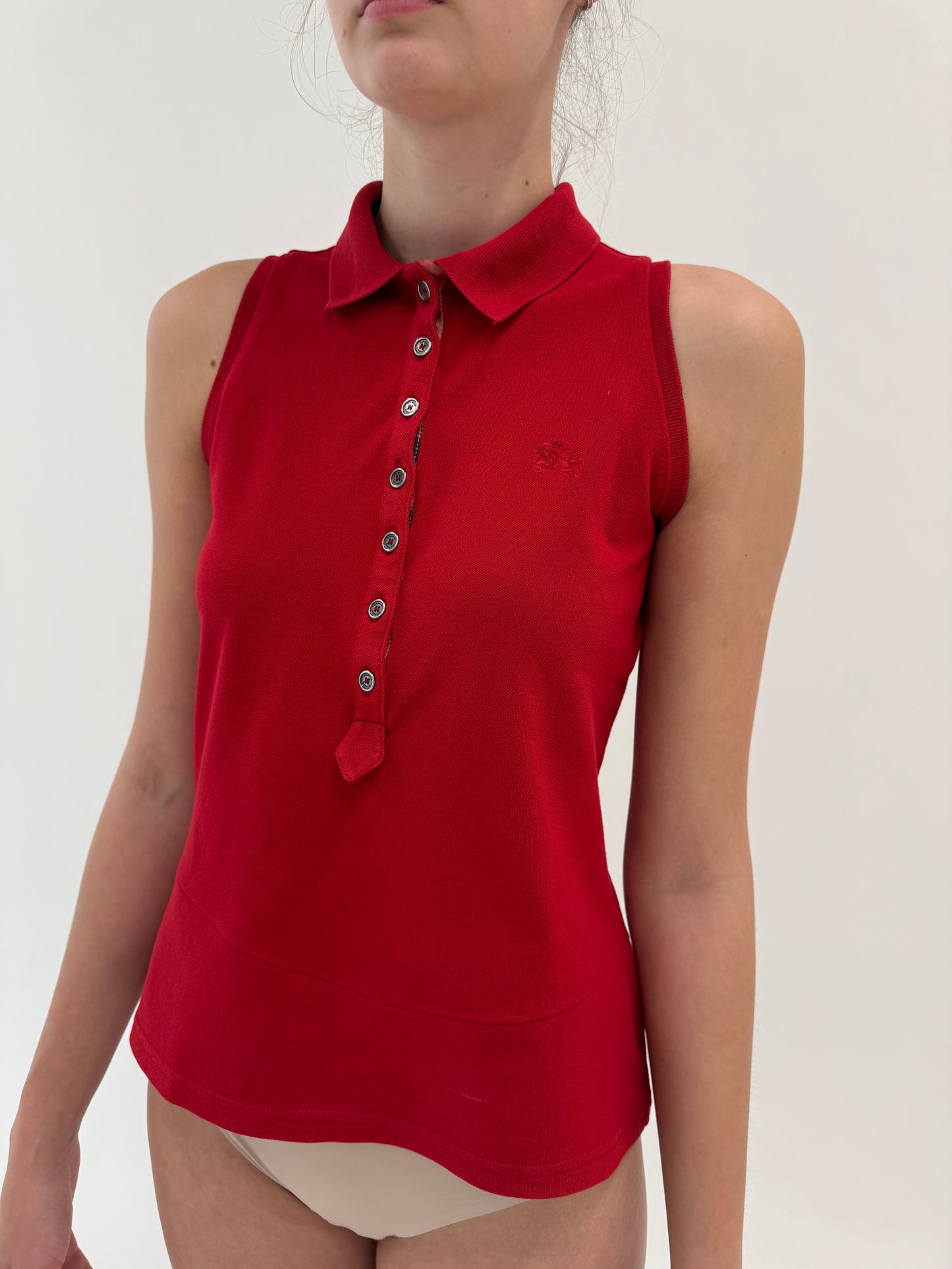 Top Burberry polo casual din bumbac texturat