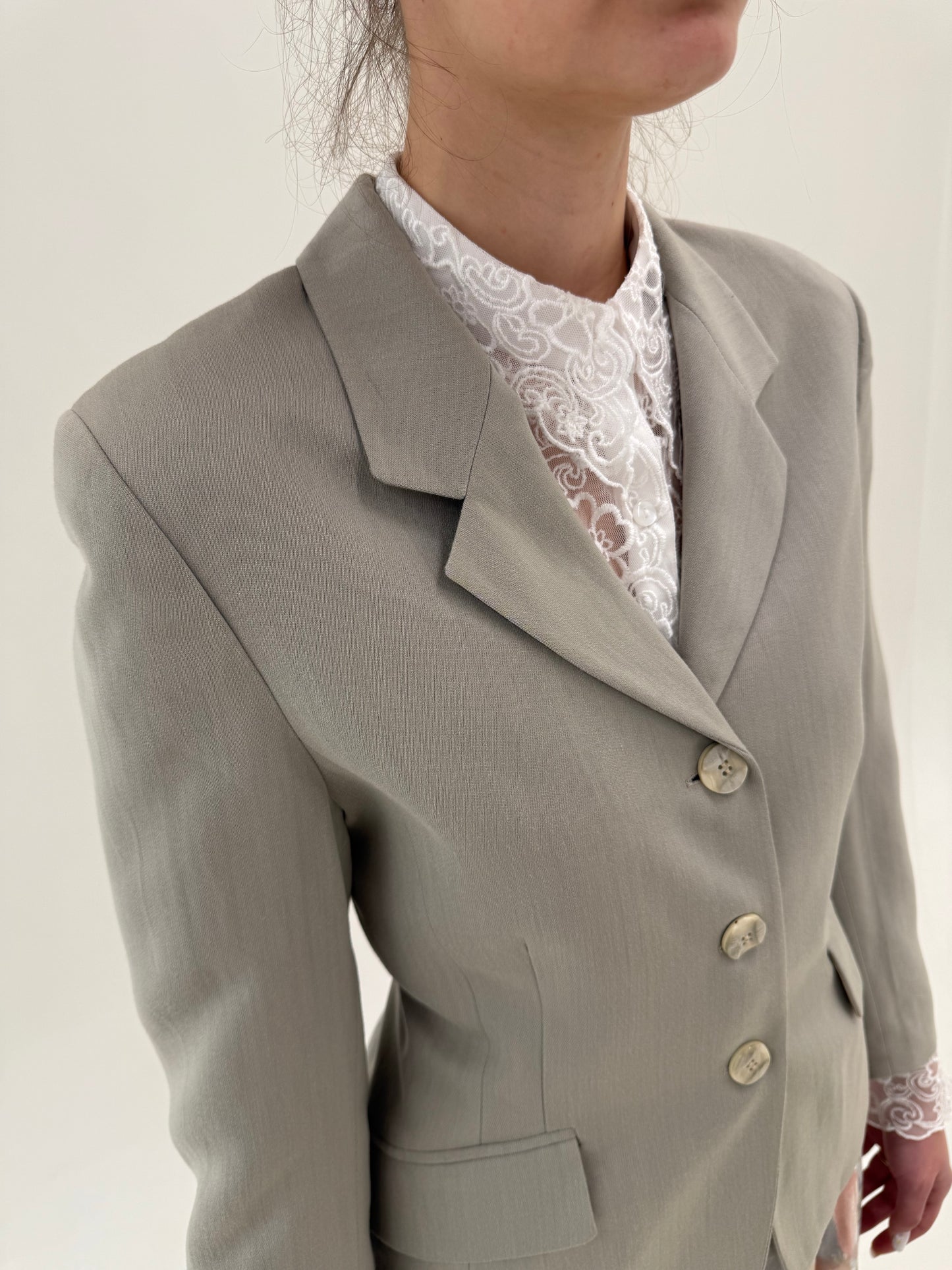 Sacou vintage din gama Max Mara din stofita cu mătase naturală și lana