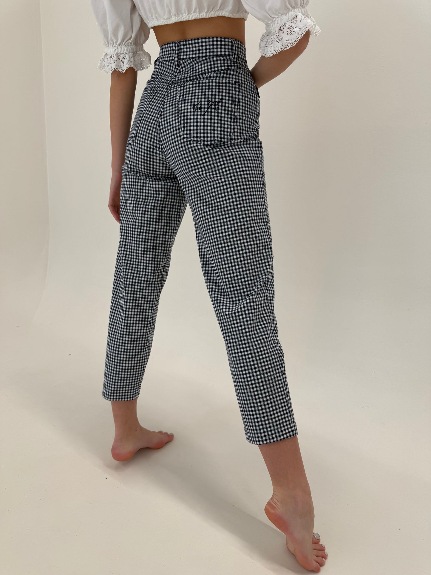 Pantaloni vintage gingham ultra confort modelatori din bumbac