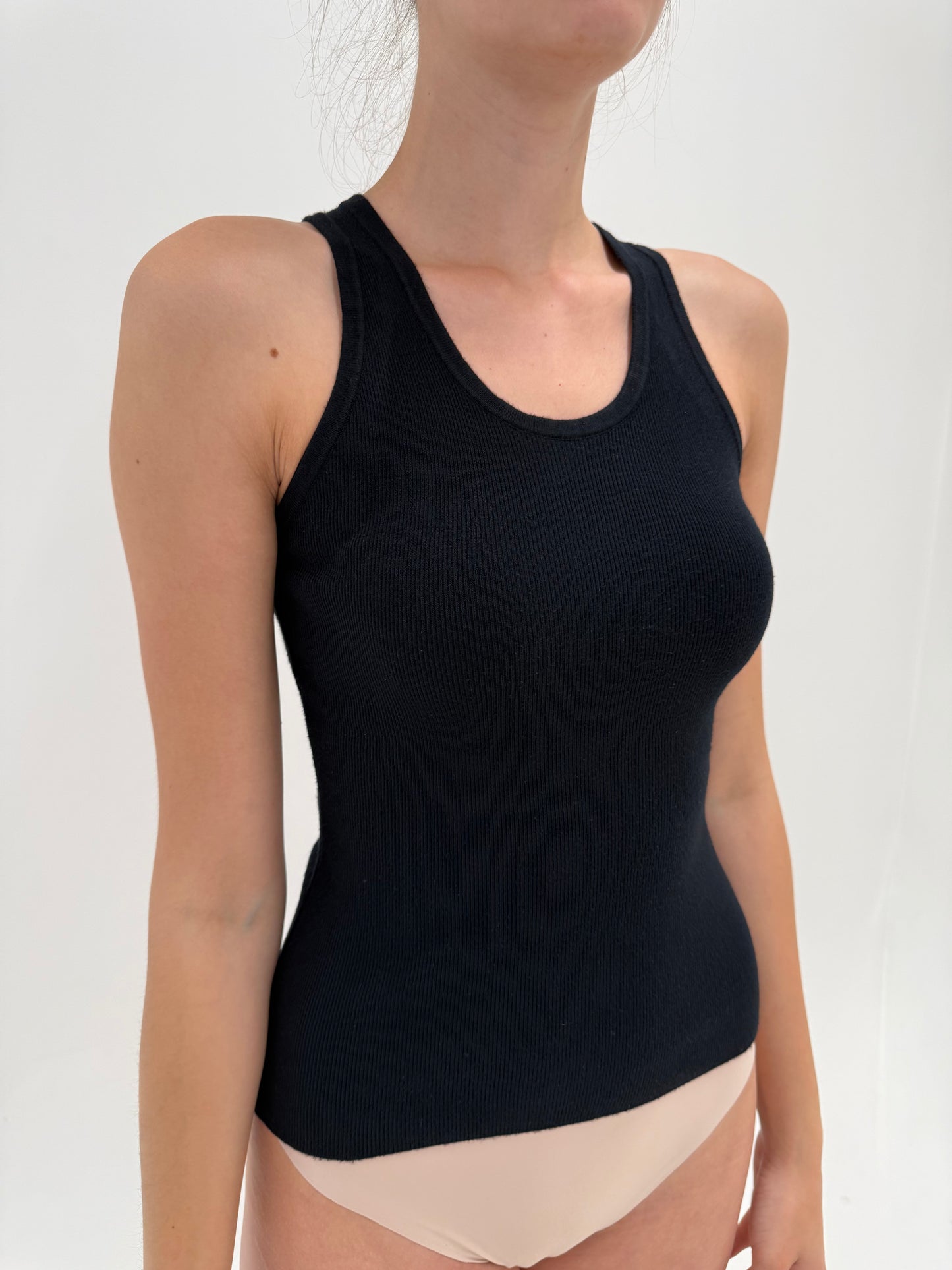 Top luxury Elisabeta Franchi din bumbac ribbed cu logo pe spate