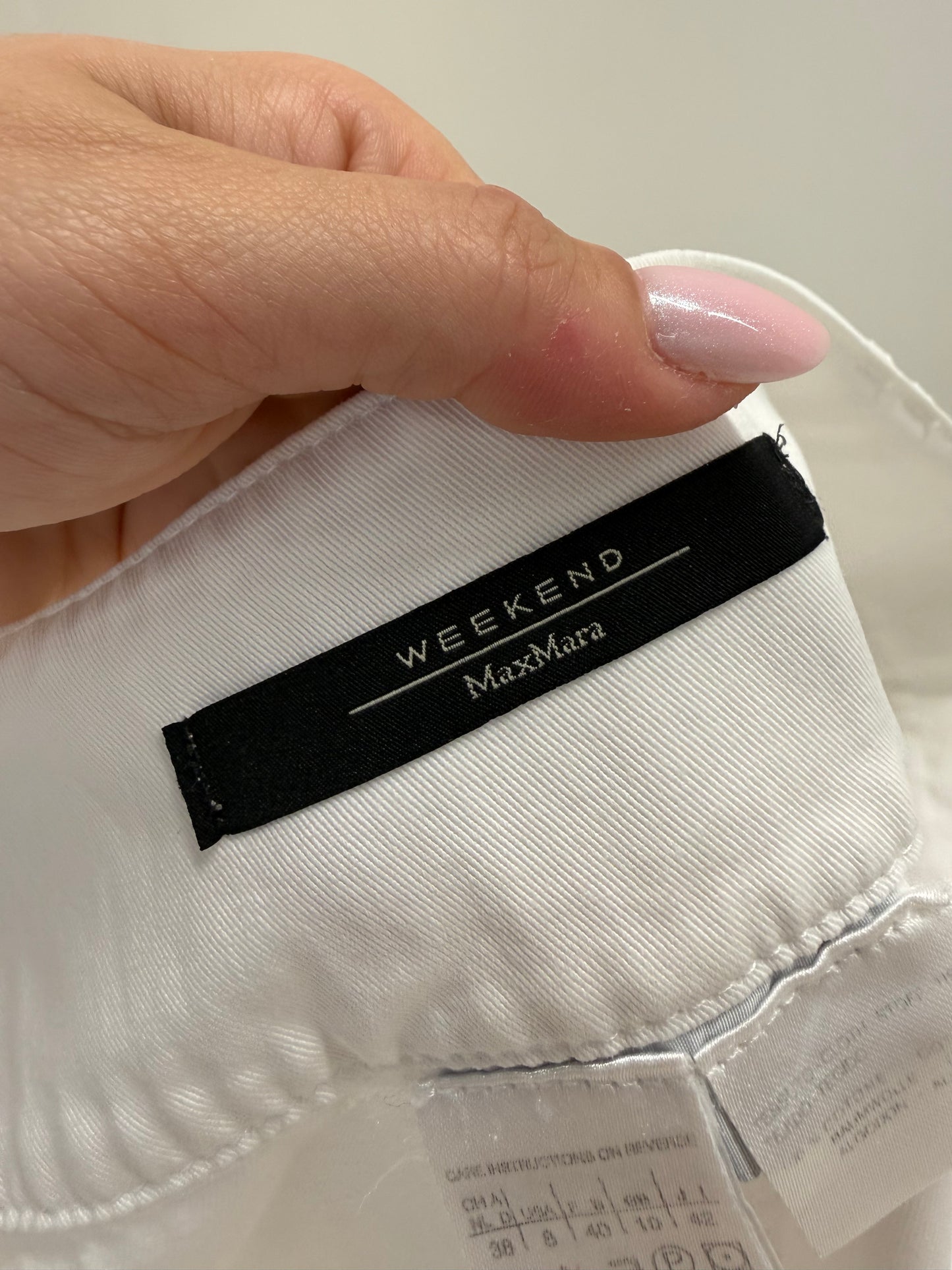 Pantaloni Max Mara off white apre palazzo din bumbac structurat