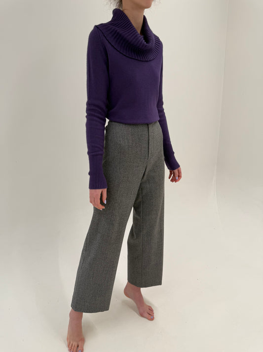 Pantaloni în croi drept din lana extrafina confort