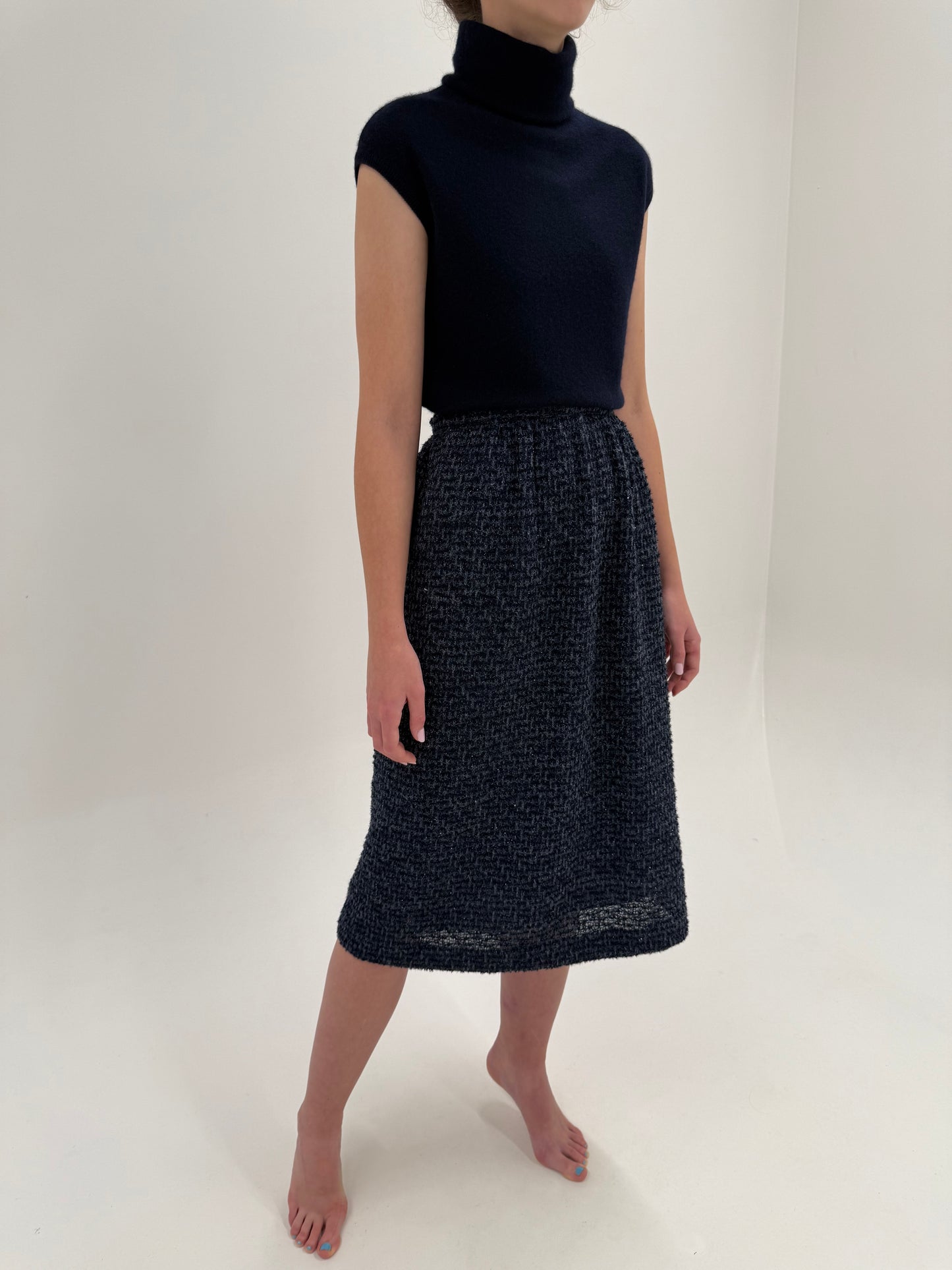 Fustă luxury în stil Chanel din boucle de lana prețios în croi super amplu