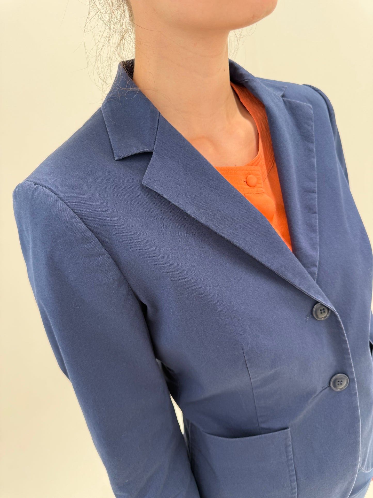 Sacou clasic Max Mara Navy din poplin de bumbac