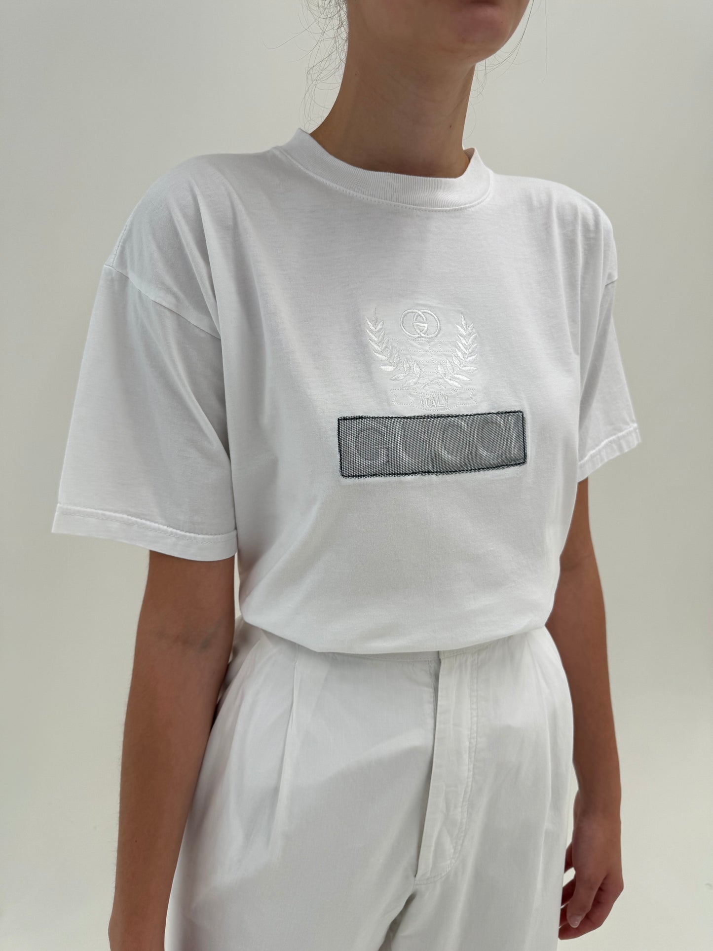 Tricou Gucci vintage de colecție anii 80 cu logoul brodat în croi lejer