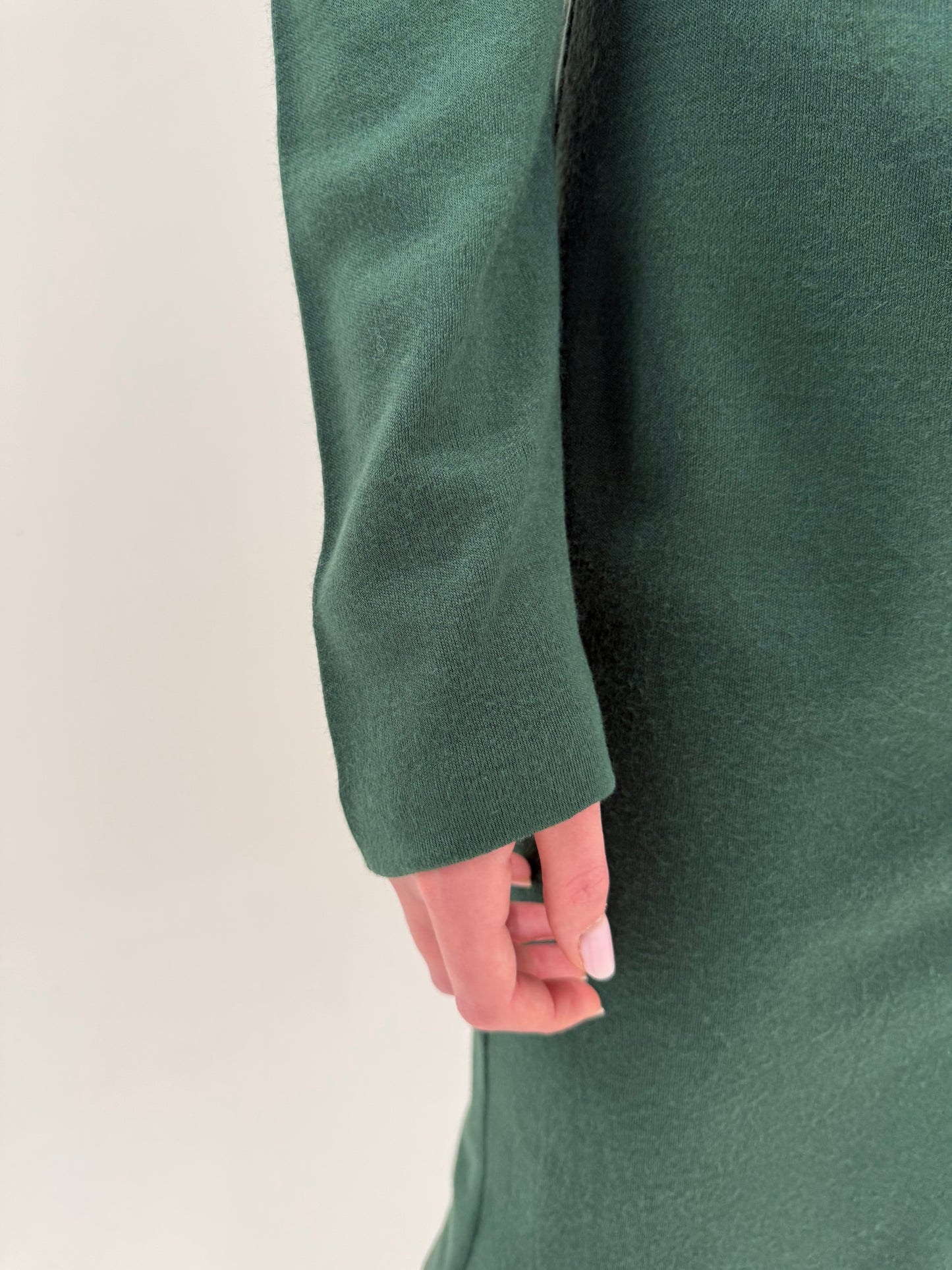 Robe-chemise old vintage anii 80 forest green din lana extrafina