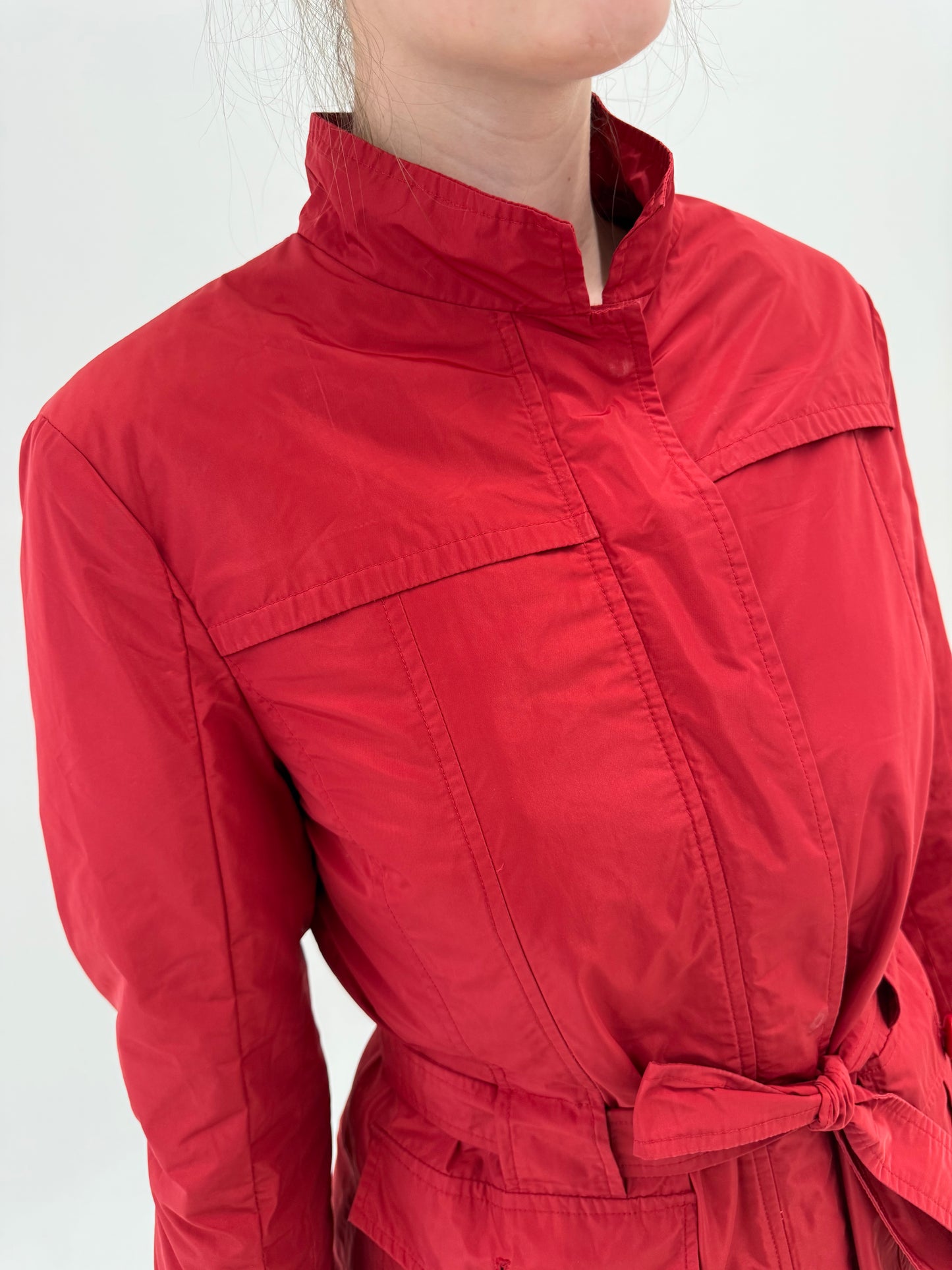 Trench petite Max Mara impermeabil dark cherry red