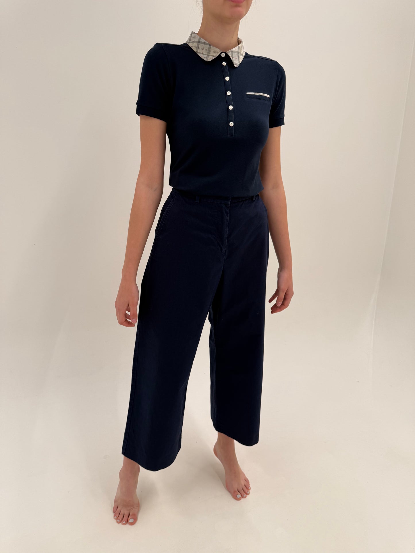 Pantaloni Max Mara palazzo din twill de bumbac cu în și talie ultra înaltă