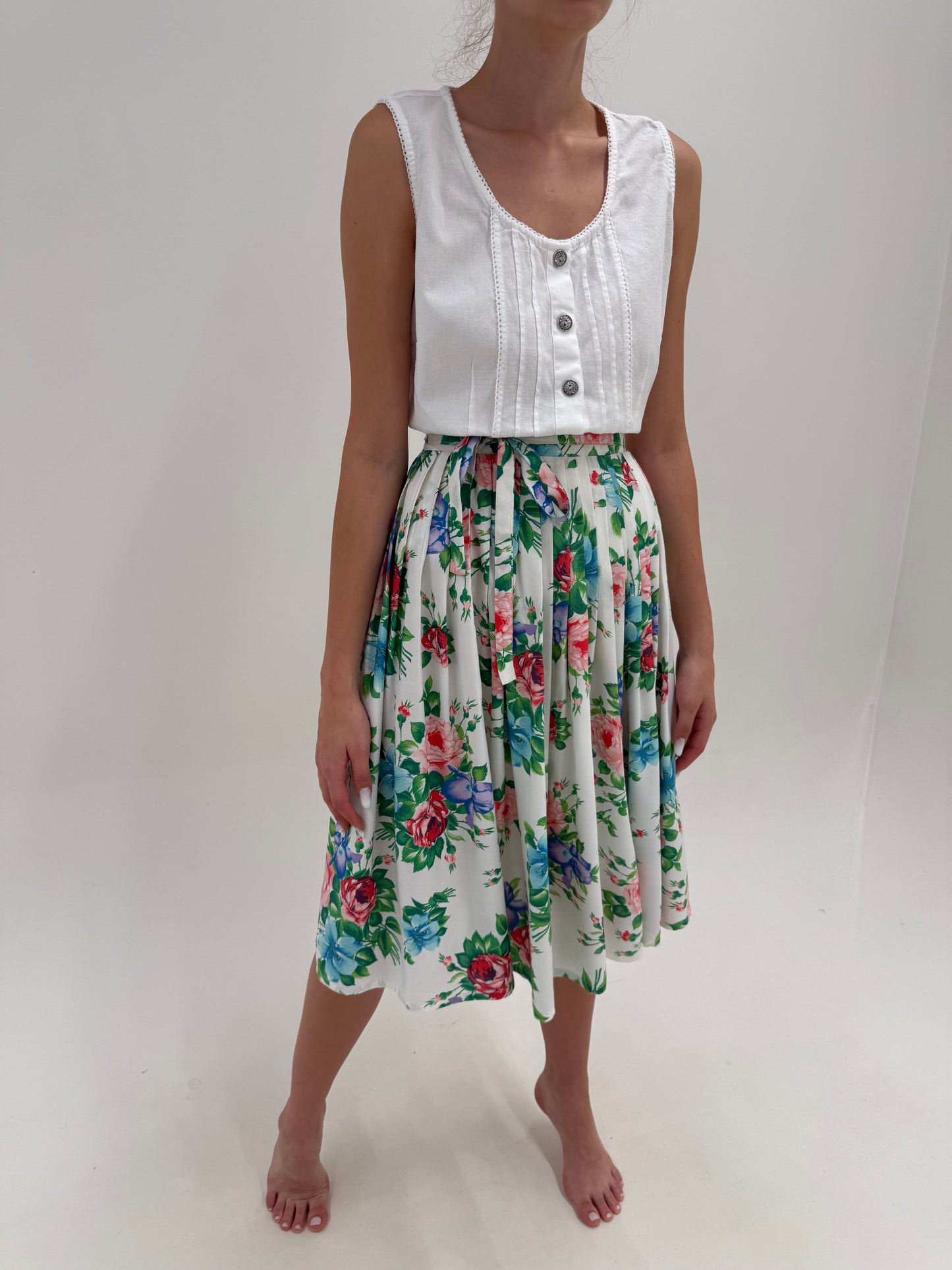 Fustă vintage cu print floral superb în croi foarte amplu