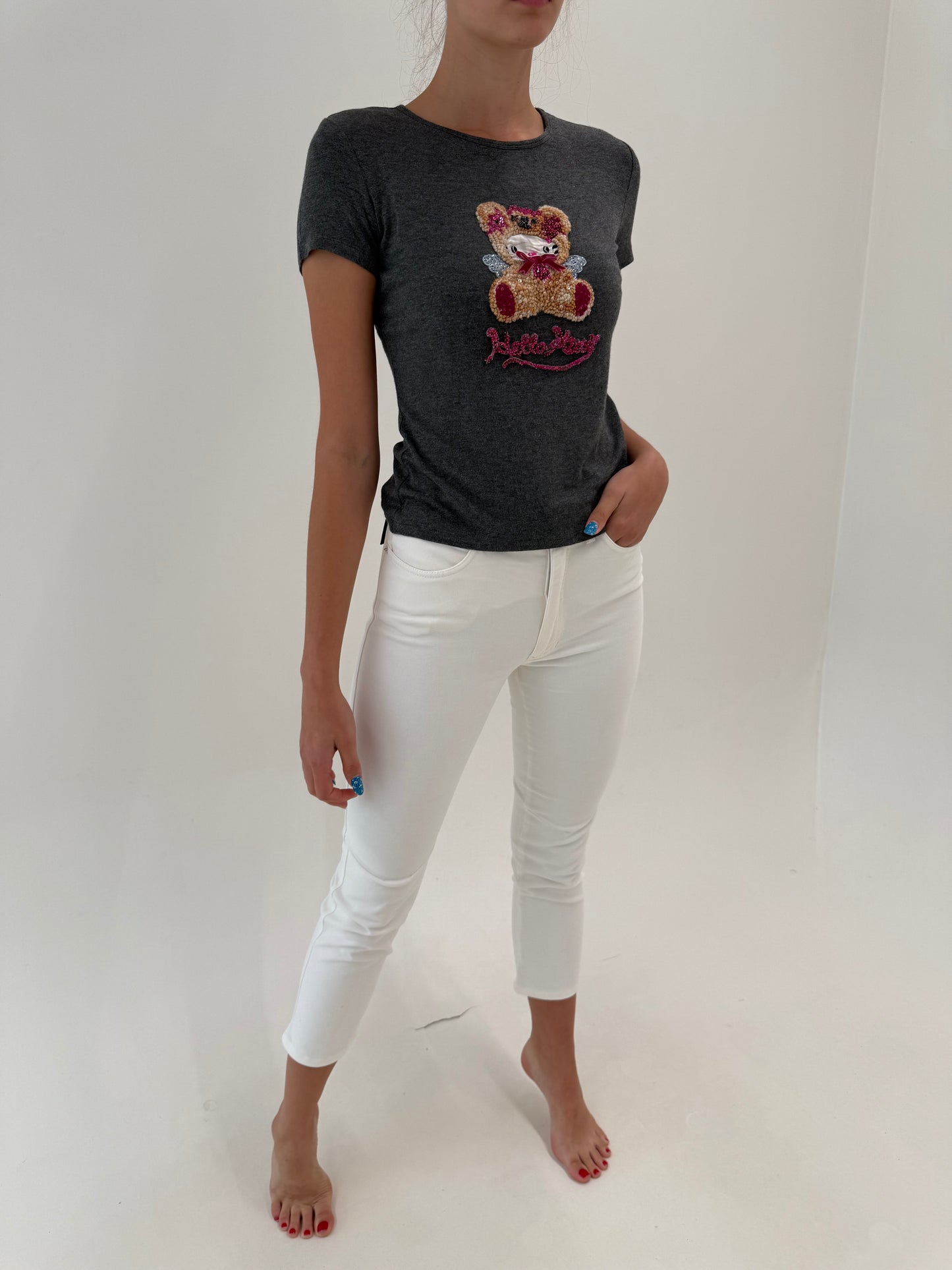Jeans luxury Rocco Barocco ultra confort modelatori petite cu talie înaltă