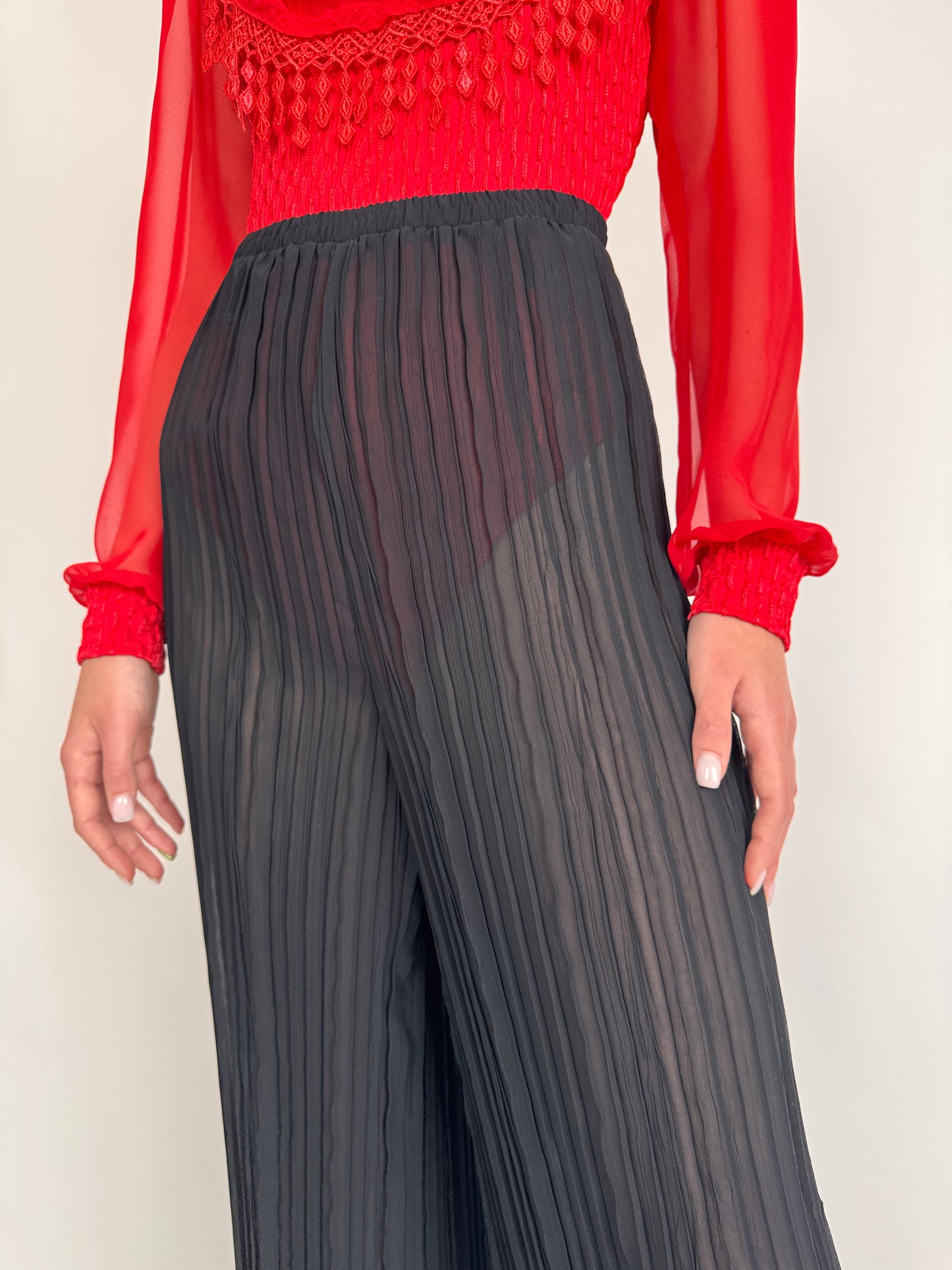 Pantaloni palazzo cu talie ultra înaltă