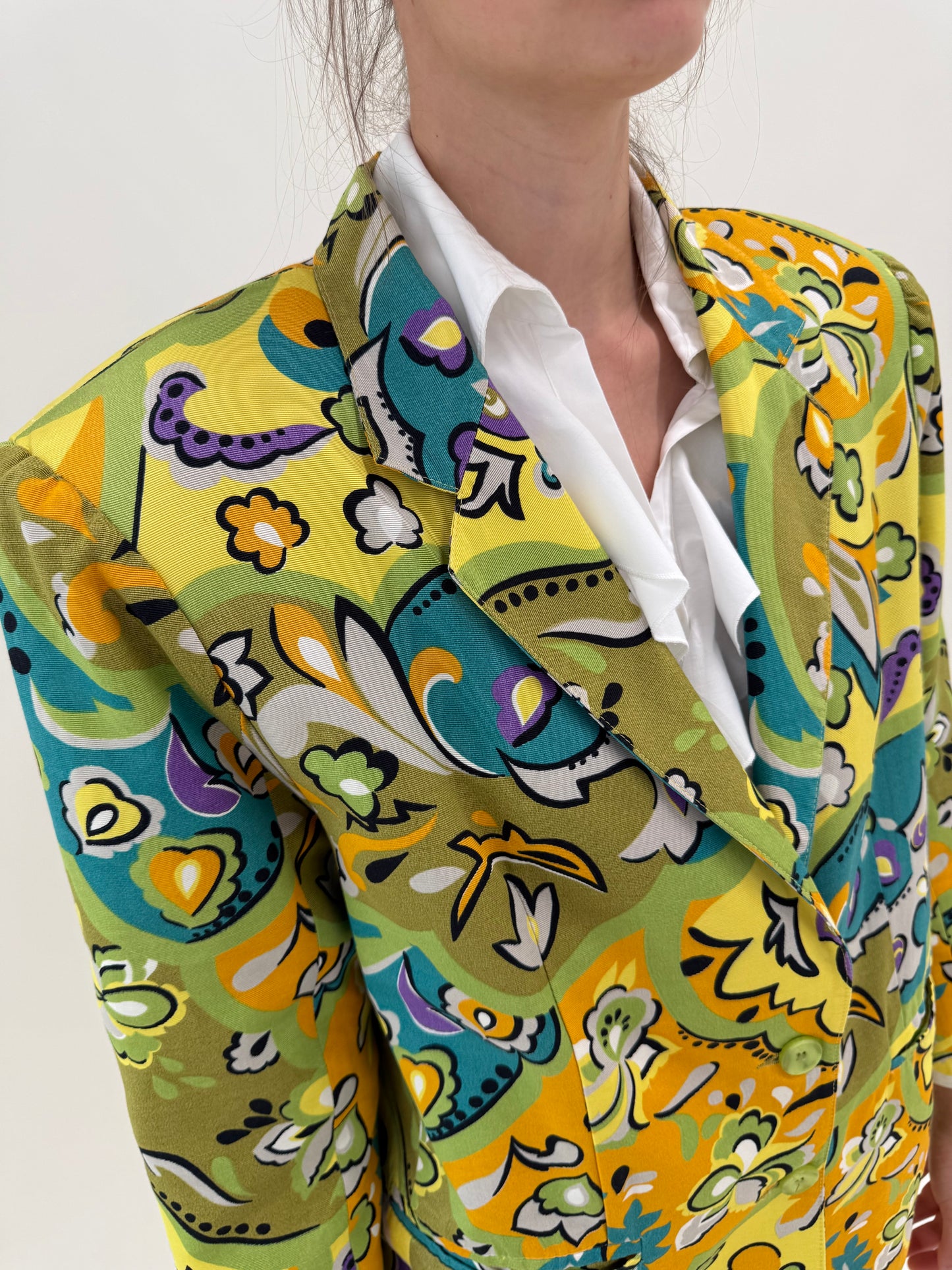 Sacou vintage de vară petite cu print superb din faille