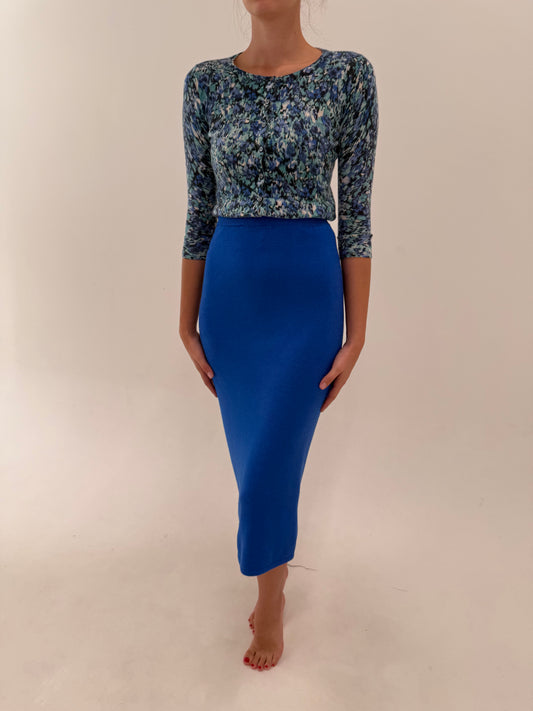 Fustă creion maxi din tricot dens albastru regal de Vascoza