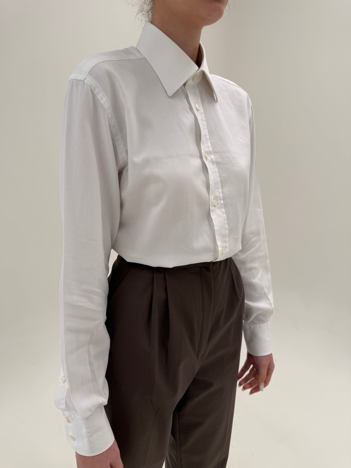 Cămașa italiană high end ușor cropped din poplin premium de bumbac