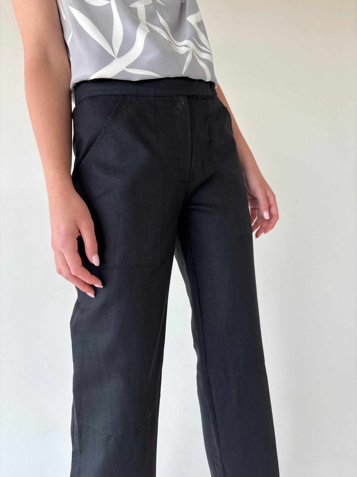Pantaloni italienești din pânză de in și bumbac