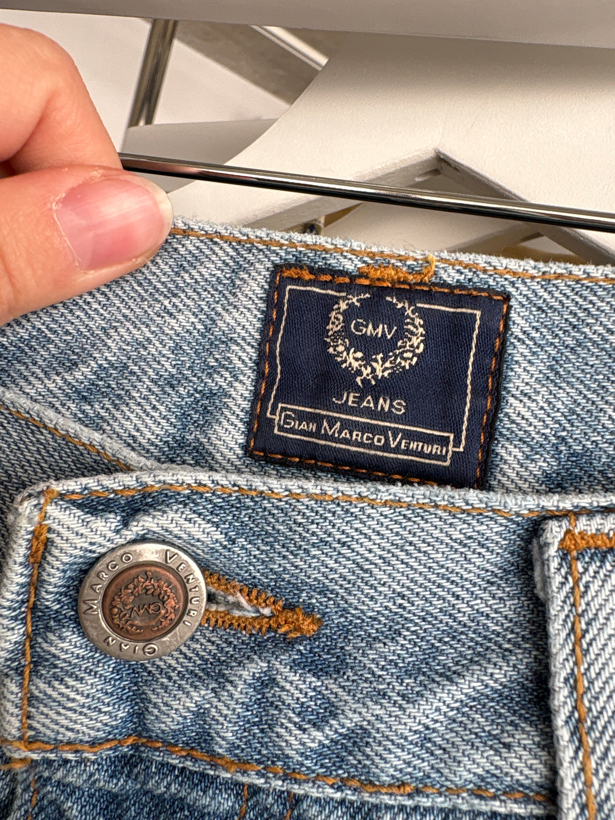Jeans vintage italinesti high end excepționali cu talie ultra înaltă din jeans gros